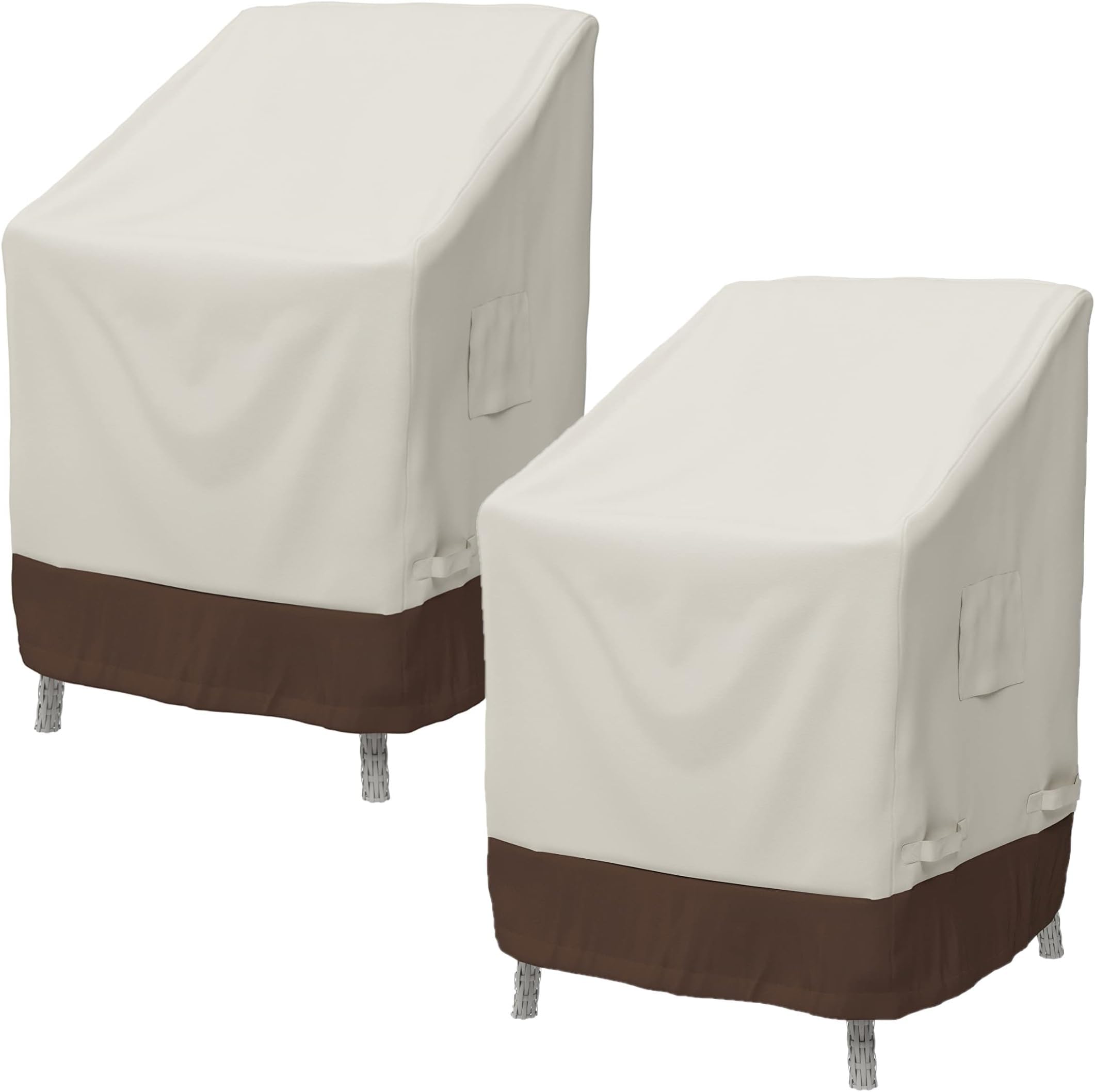Amazon Basics Dining Arm Chair Outdoor Patio Furniture Cover, Set of 2, Beige / Tan