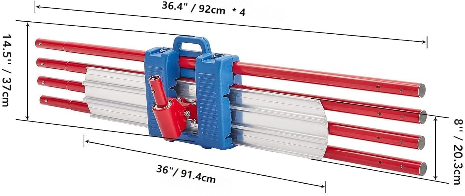 Garvee Fratacho para Hormigón de Aleación de Aluminio Llana Flotante Profesional para Nivelado de Cemento y Pavimentación Industrial con Cabezal Oscilante Kit Completo con Postes 91 cm Plata