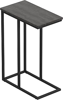 HOME BI Side Table,C-Shaped Sofa Side Table Snack End Table,for Coffee Snack Table, Laptop Holder Table, Beside Bed Portable Workstation,Easy Assembly (Gray, 25.5 * 46 * 63.5 CM)