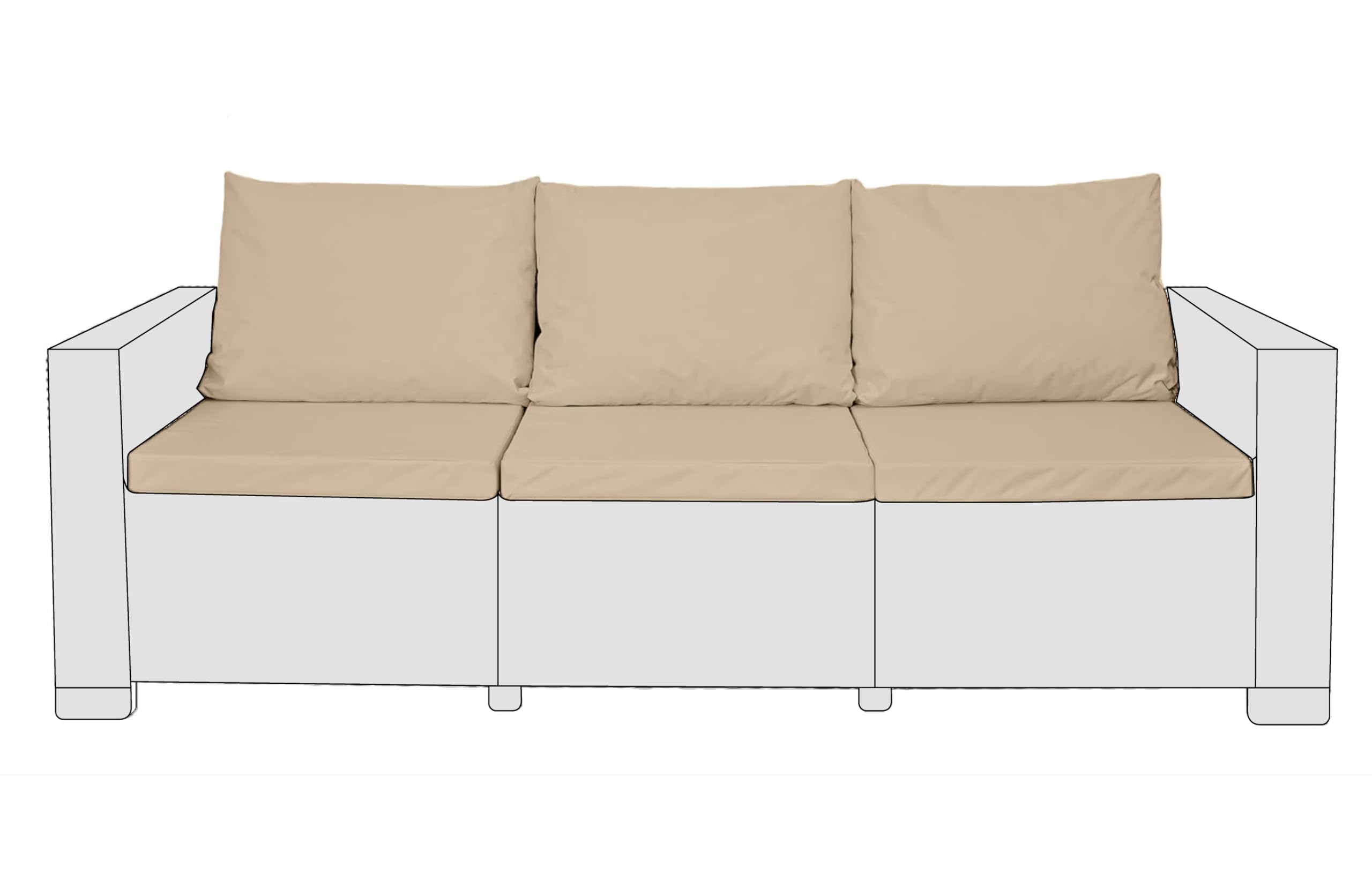 Sapphire Collection Outdoor Garden Rattan seat cushions Water Resistant Pad for Keter Allibert California Furniture Patio Chair Cushion Only Padding (6 Pc Cream 3 Seater) — image 1