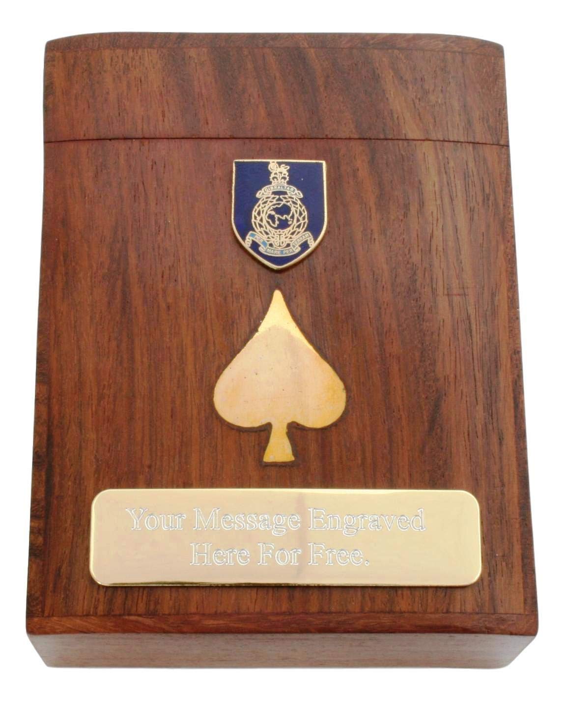 Gamekeepers Cottage gifts Royal Marines Shield Poker Playing Cards In Wooden Box PERSONALISED ME21