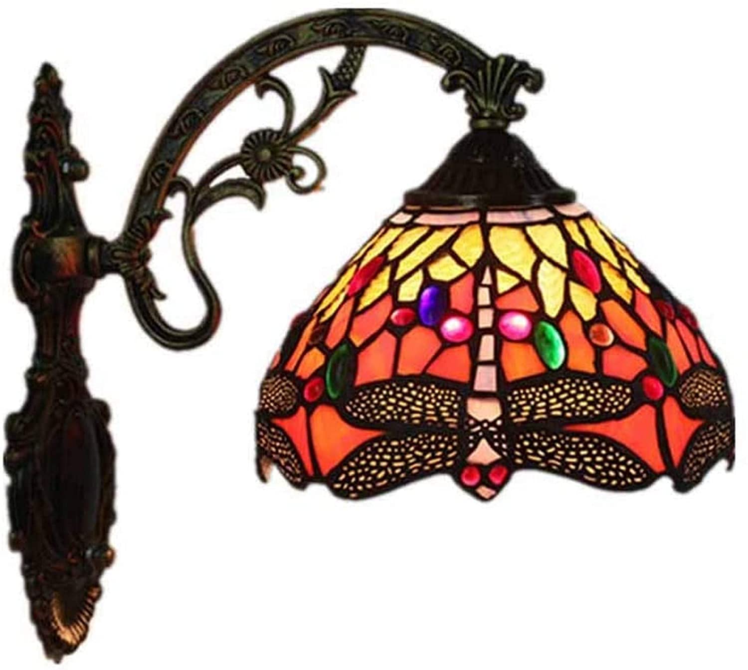 IUokLU Uropean Pastoral Retro Stained Glass Handcrafted Butterfly Wall Light,Tiffany Style Wall Lamp,Stained Glass Wall Sconces Decoration,Handmade Gift Wall Lights Fixture -(A)