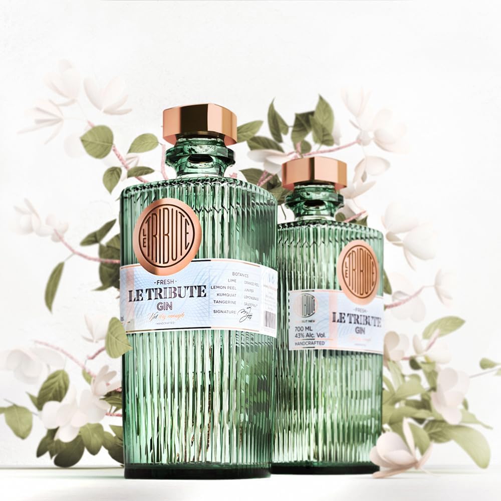 Le Tribute Gin & Tonic Set | 700 ml Premium Gin aus Spanien | 2×200 ml Le Tribute Tonic Water | G+T OnPack Geschenkset
