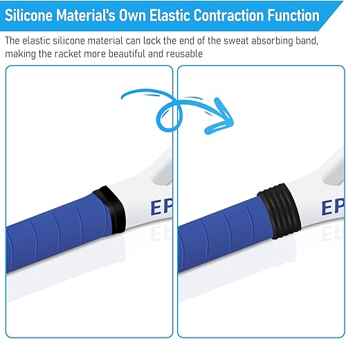 Miniatura 6 de Leitee 20 piezas de raqueta de tenis de silicona, bandas de agarre de raqueta de tenis, anillo de goma antideslizante para tenis absorbente que