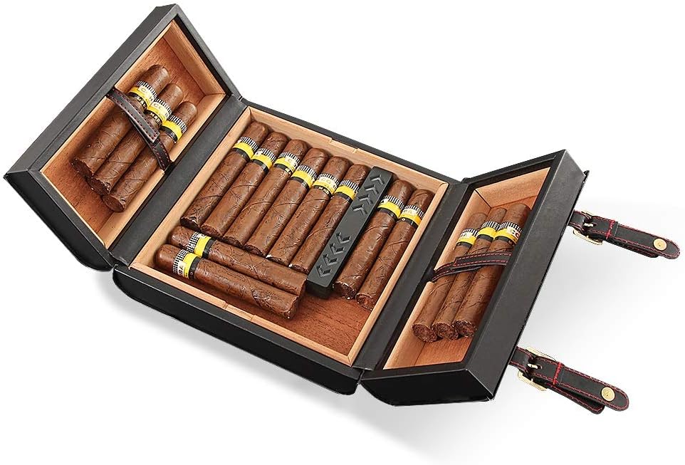 Snow Eggplant Leather Box Treasure Box Carrying Kumon Packaging Style Cedar Wood Leaf Smoker w/humidifier Storage Smoker