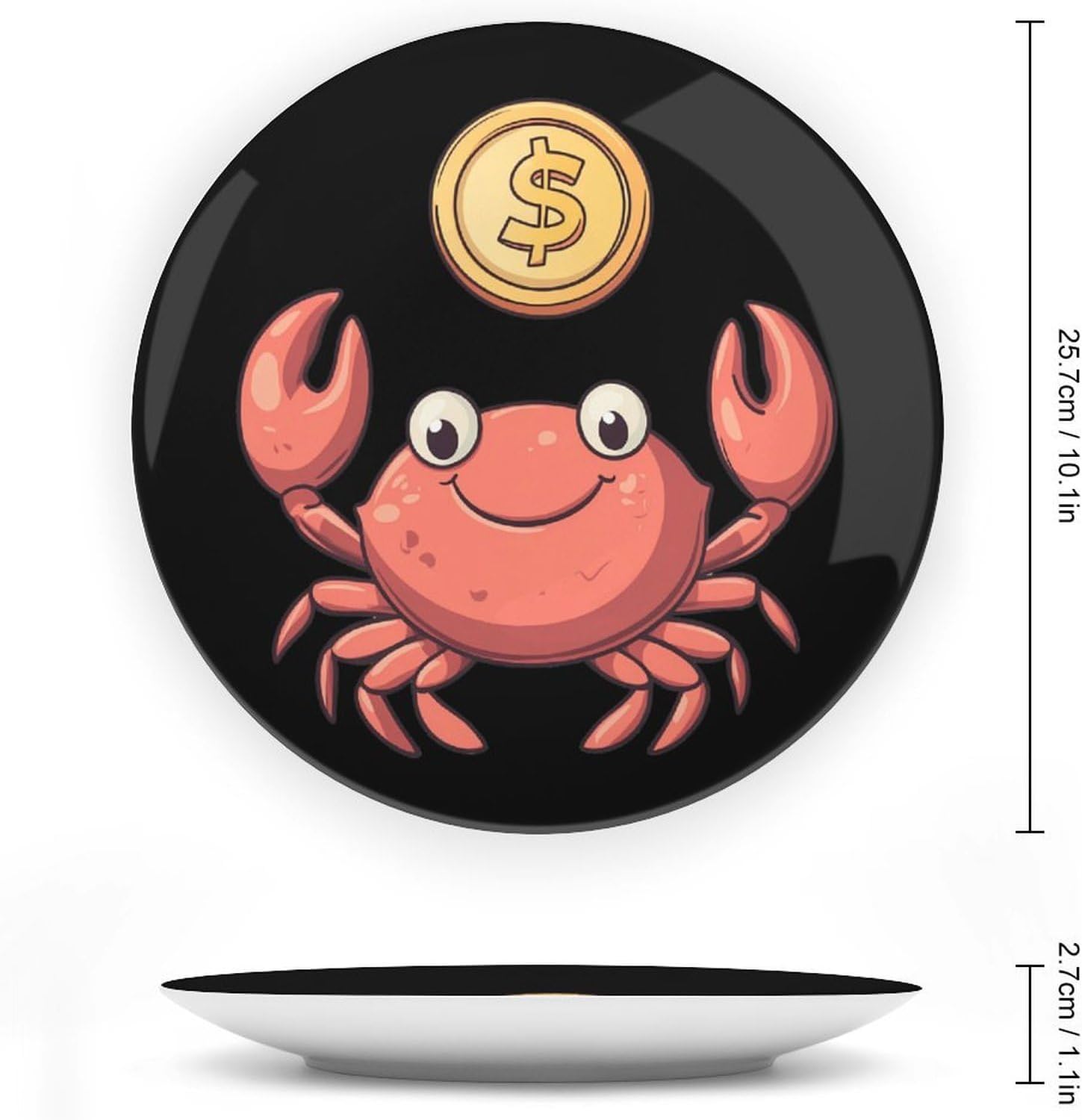 Red Crab Dollar Coin Decorative Plates for Display Ceramic Plate Tray with Stand Hanger Home Decor
