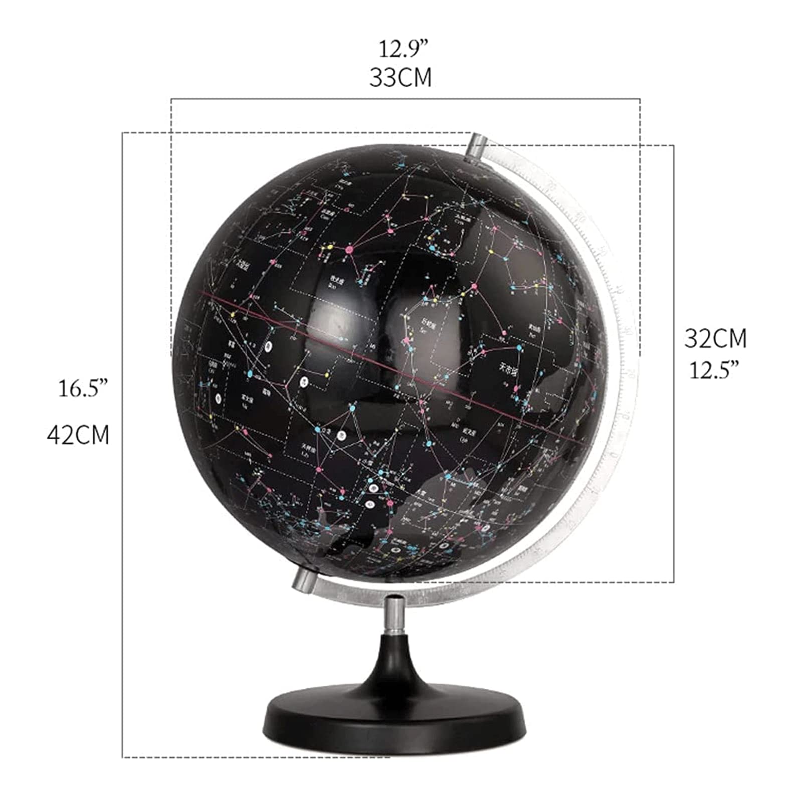 POCHY Mappamondi Constellation Globe 32 Cm Large Clear World Globe Globo Celeste Luminoso per Studenti Globo Mondiale per l'apprendimento degli Adulti Fine e Chiaro