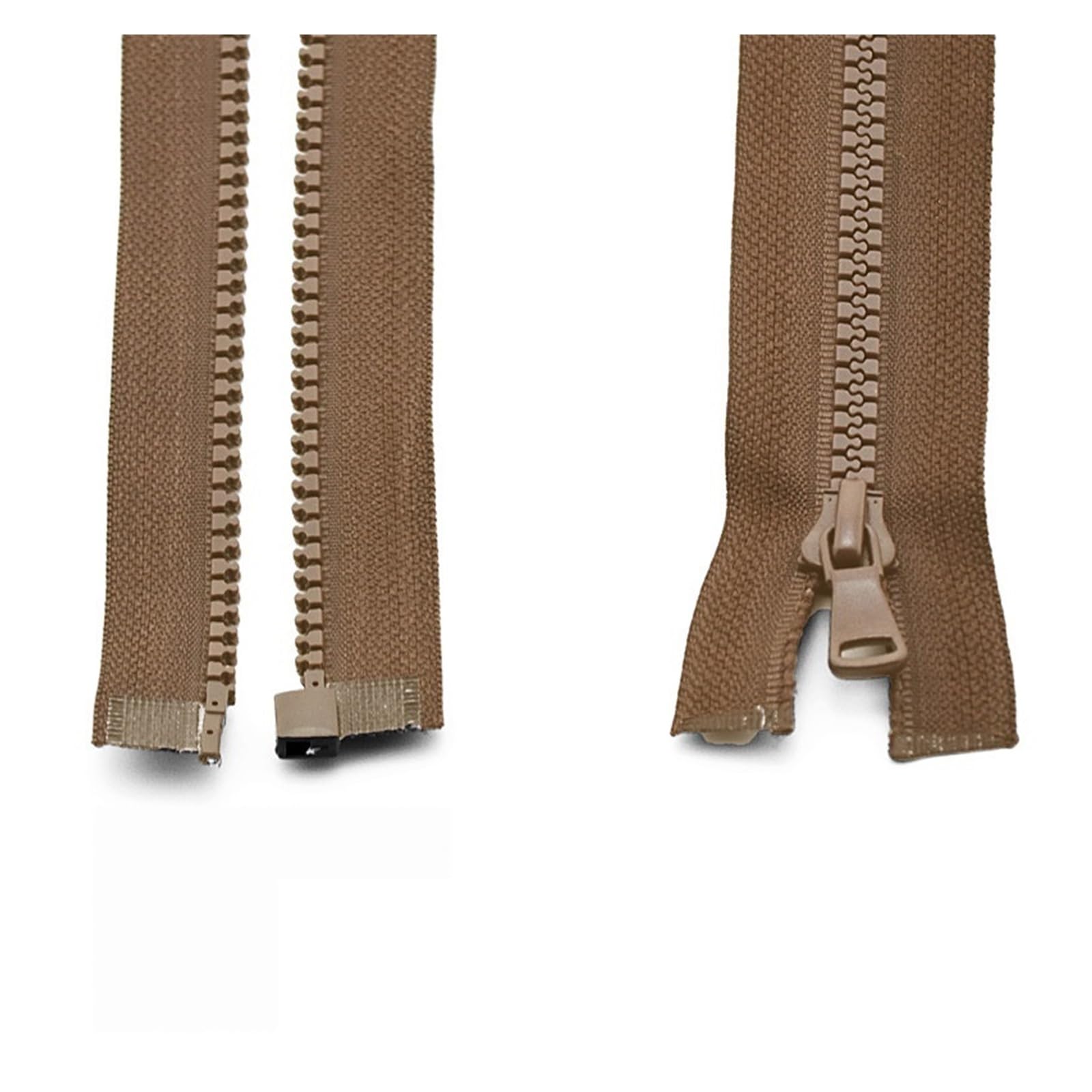 Zip 3 pcs 5# 30/40/55/60/70/80/90 cm Resin Zipper Open-End Auto Lock Plastic Zippers for Sewing Clothing Bag Clothes (Color : Brown, Size : 60CM_5#)