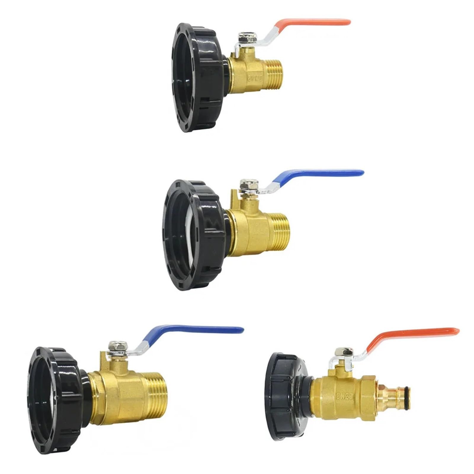 IBC - Adaptador de grifo de tanque S60 x 1/2 3/4 de 1 pulgada, conector de rosca de latón para manguera de jardín, accesorio de válvula rápida (A)