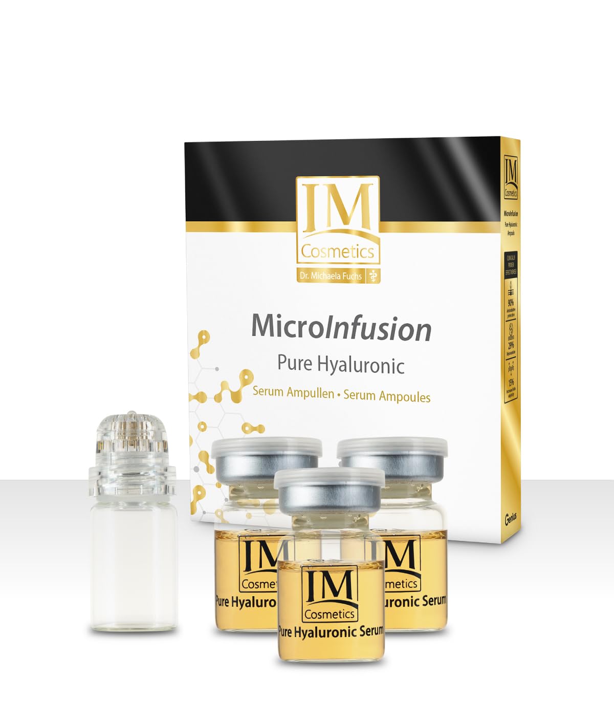 Genius IM Cosmetics MicroInfusion Pure Hyaluronic Set 4-tlg. 2-Fach Hyaluronsäure & Peptide für die natürliche Kollagenproduktion, für glattere & straffere Haut - Dr. Michaela Fuchs