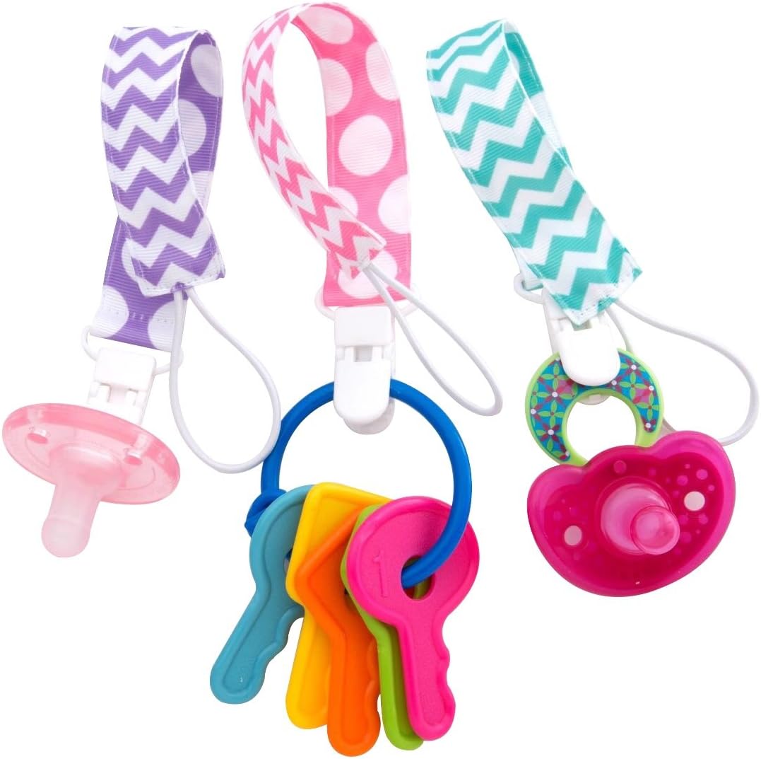 BaeBae Goods Perfec Clip-5 Pack Best Universal Holder Set for Girl/boy, Soothie Pacifiers, Teething Ring Toys, Blankets, Drool Bibs | Perfect