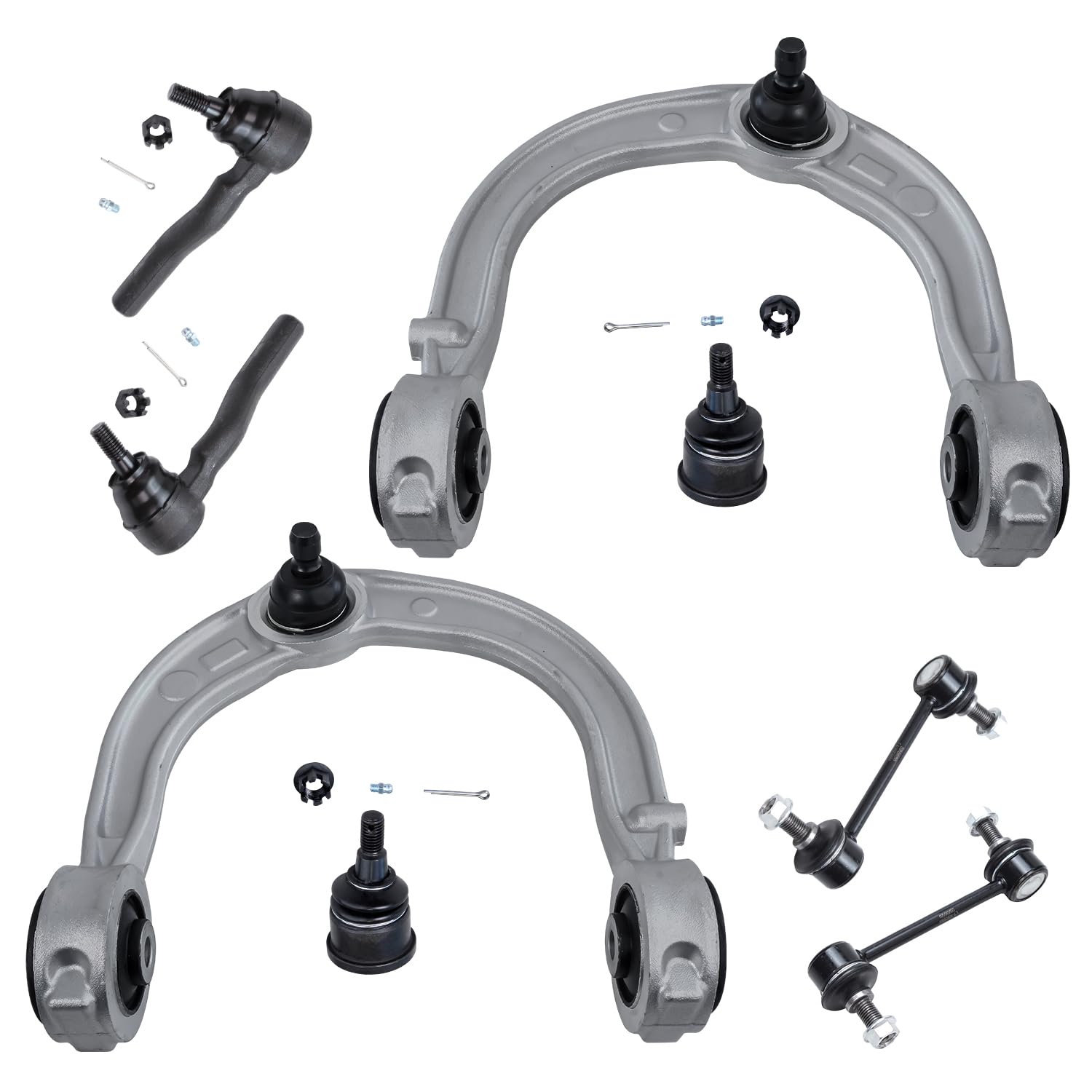 Detroit Axle - 8PC Front Upper Control Arms w/Ball Joint, Sway