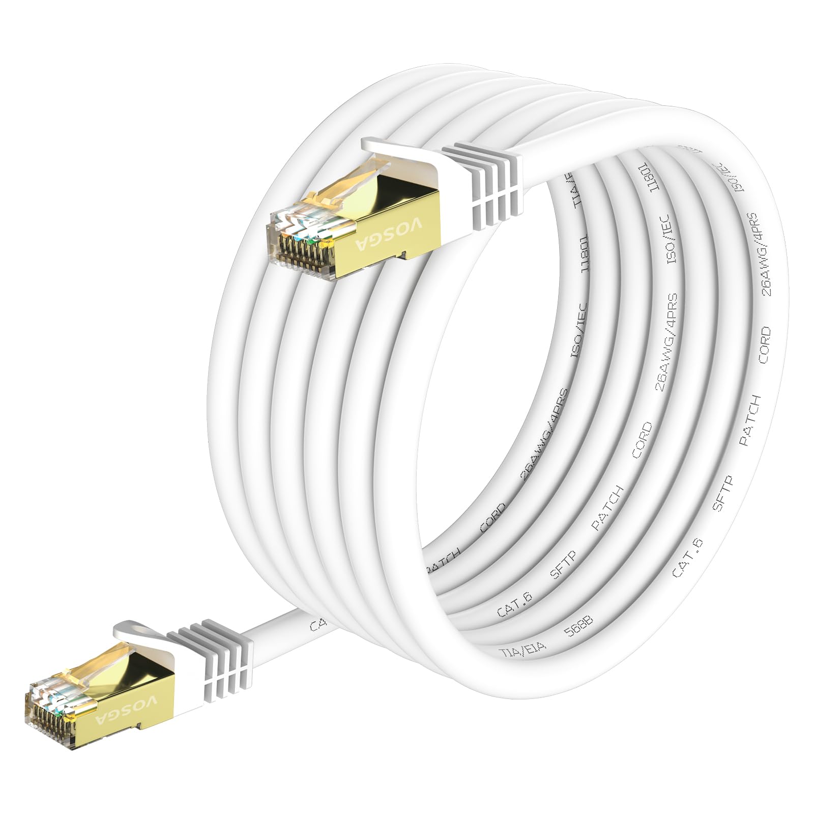 Cable Ethernet Cat 6 para exteriores de 40 m, SFTP-550 MHz, blindado CAT6 RJ45, red LAN, impermeable, cable de Internet de entierro directo, 40 m, redondo, blanco