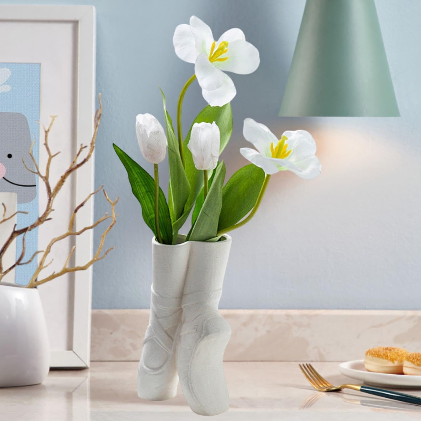 Sharplace Vase à Fleurs En Forme de Chaussure de Ballet, Vase Hydroponique, Affichage de Bourgeons, Vase de Propagation pour Mariage, Fleurs Séchées, Entrée de, Blanc