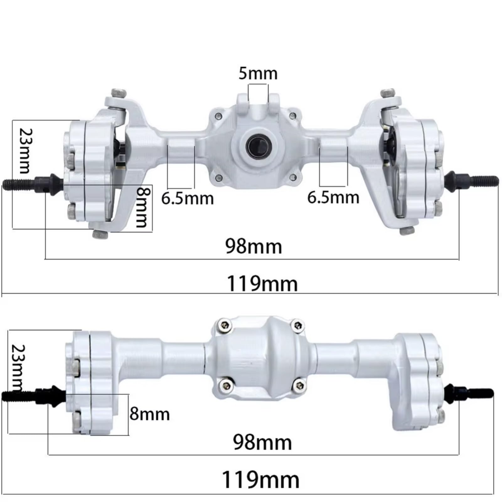 Compatible con FMS para FCX24 1/24 Piezas De Actualización Coche RC, Accesorios Modificación, Engranaje Eje Portal Delantero Y Trasero Completo Metal Piezas
