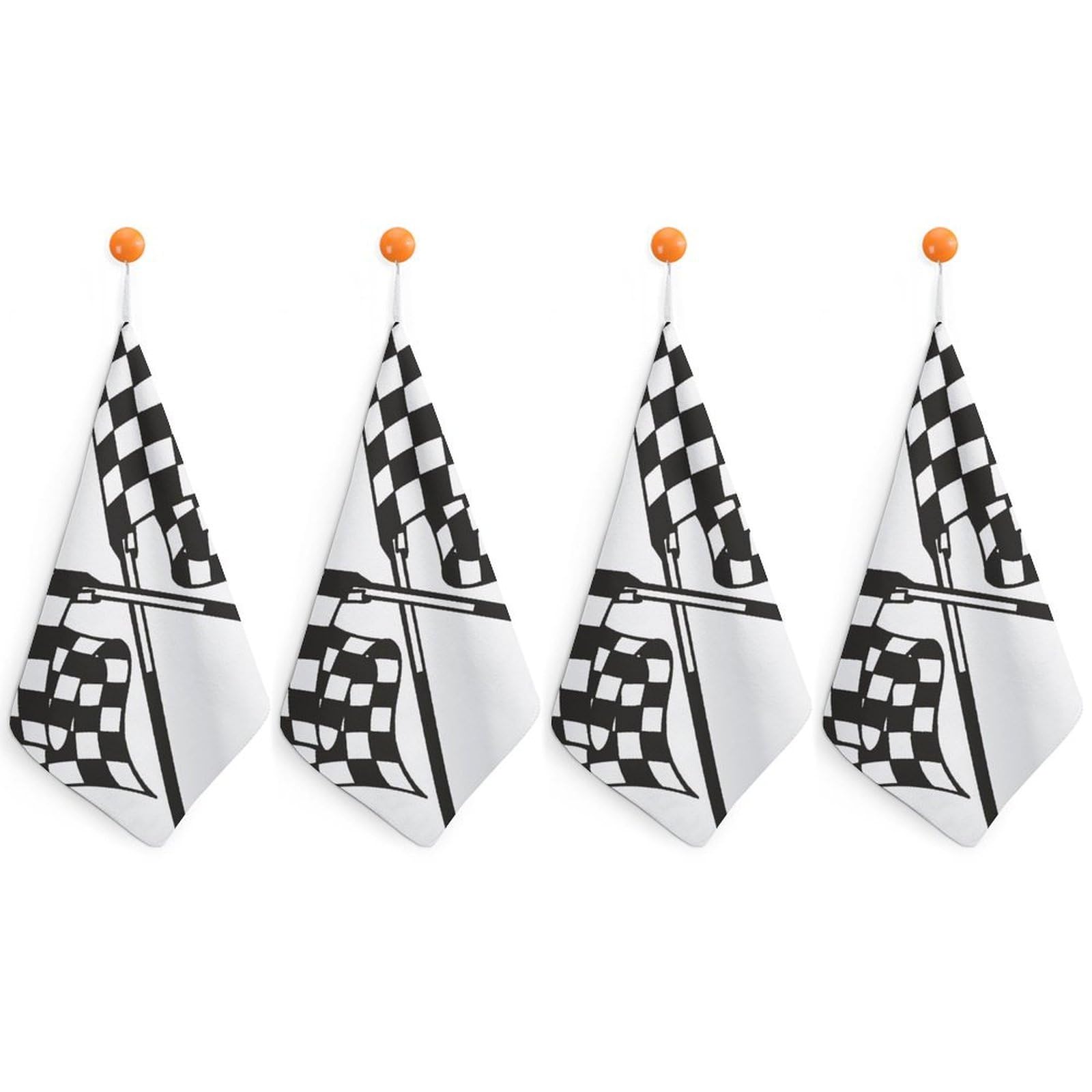 LWORZIIB 4 Piece Hanging Hand Towels, Checkered Flags Race Flag Small Dry Hand Towel for Kitchen Bathroom