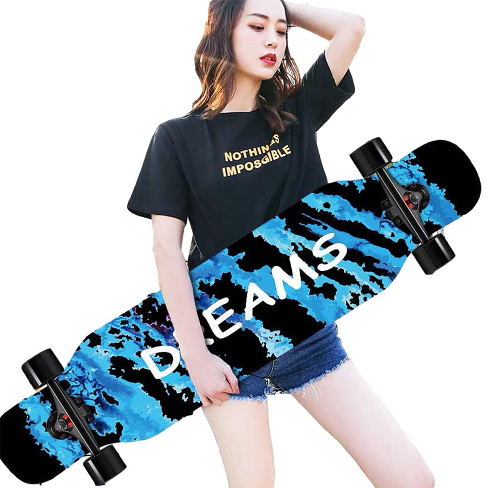 Longboard Débutant Skateboard 42", Skateboard Complet 8 Plis Maple CONCAVE Cruiser, pour GARÇONS Adolescents ADULTES-14_42 Pouces