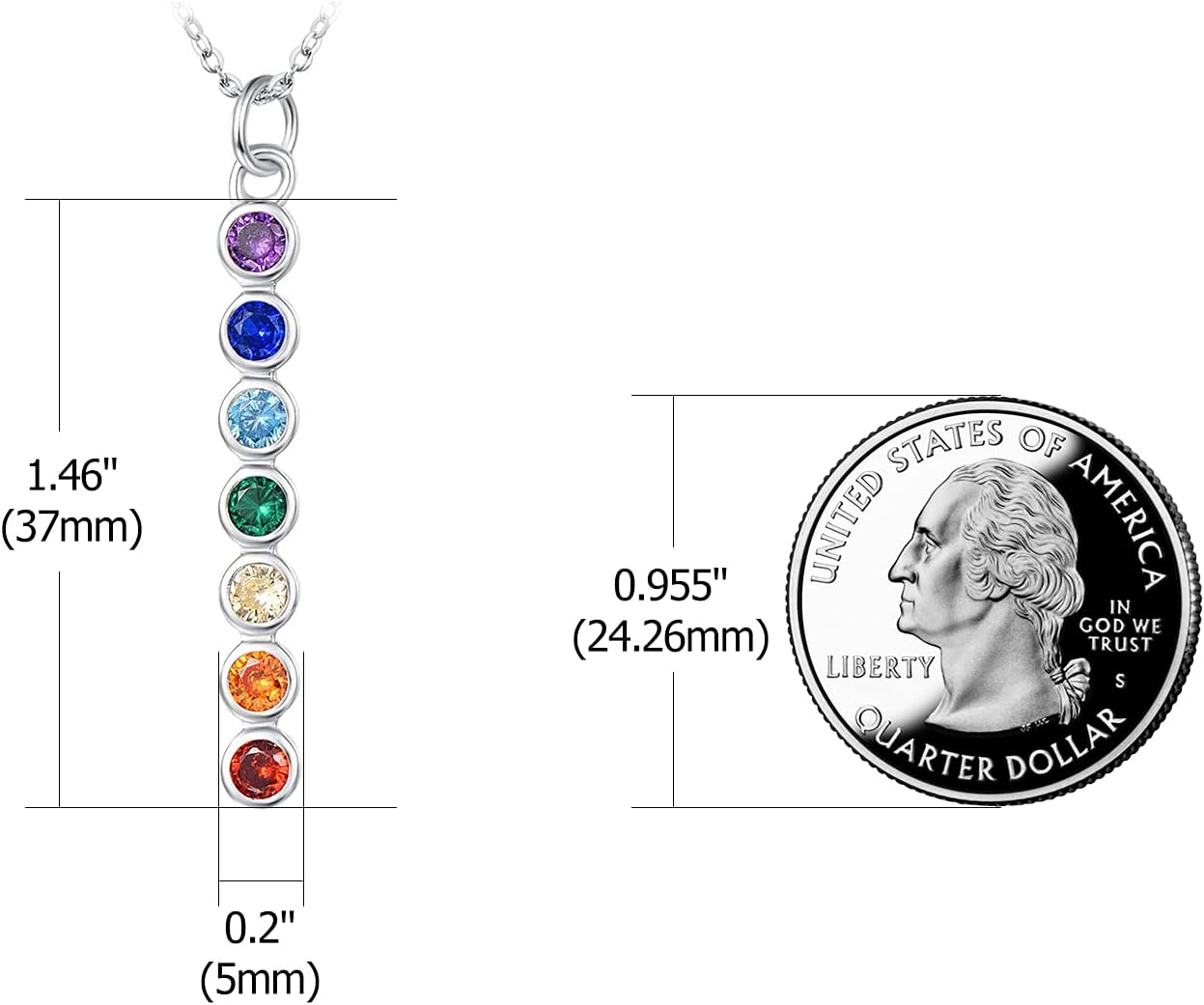 TANGPOET 7 Chakra Necklace for Women 925 Sterling Silver Healing Stone Pendant Necklace Reiki Meditation Jewelry Gifts for Mom Wife Yoga Lover Birthday Christmas Stocking Stuffers - Image 3