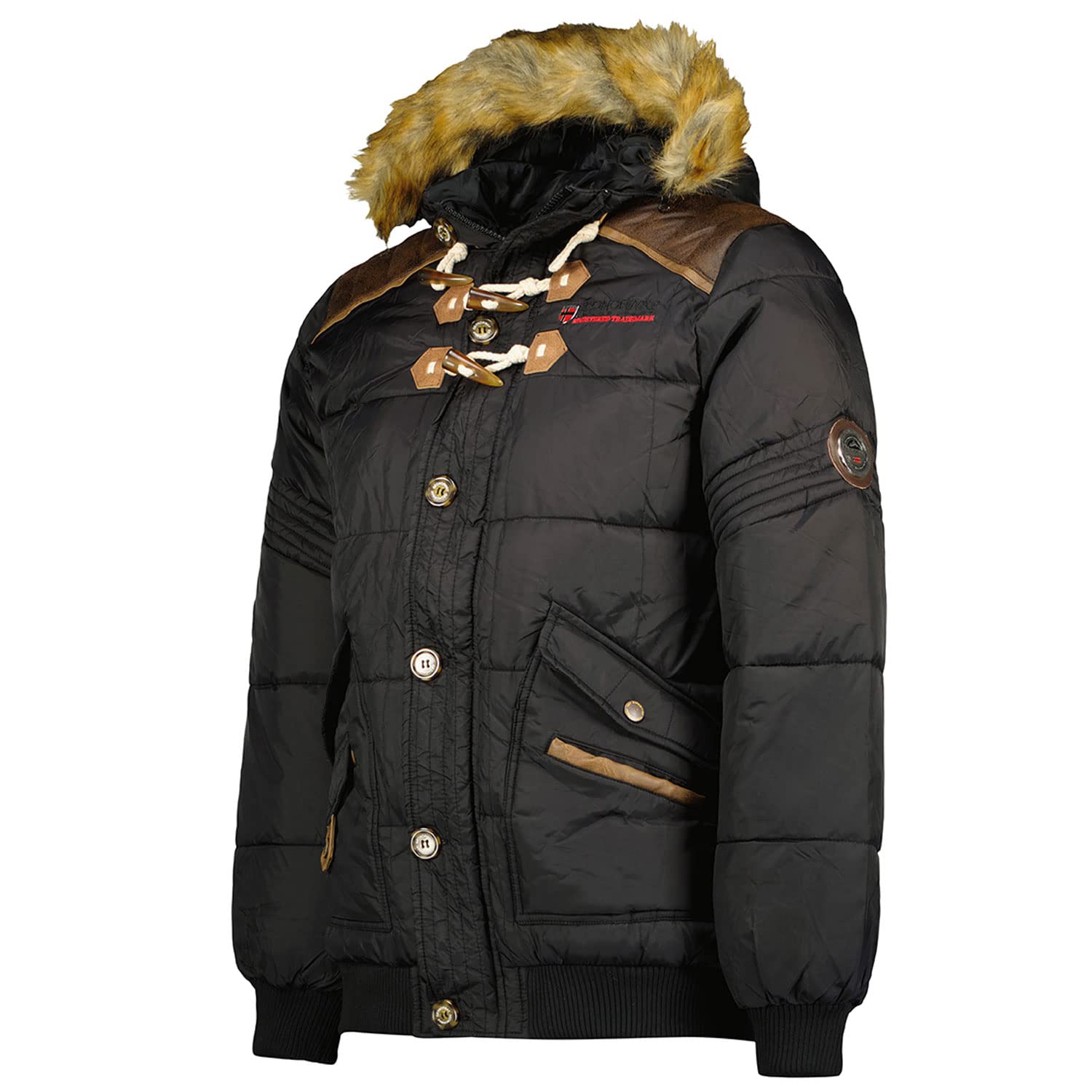 Geographical Norway Veste d'hiver matelassée pour homme - Anorak chaud doublé - Veste de ski d'extérieur pour l'hiver et l'automne avec bonnet UD