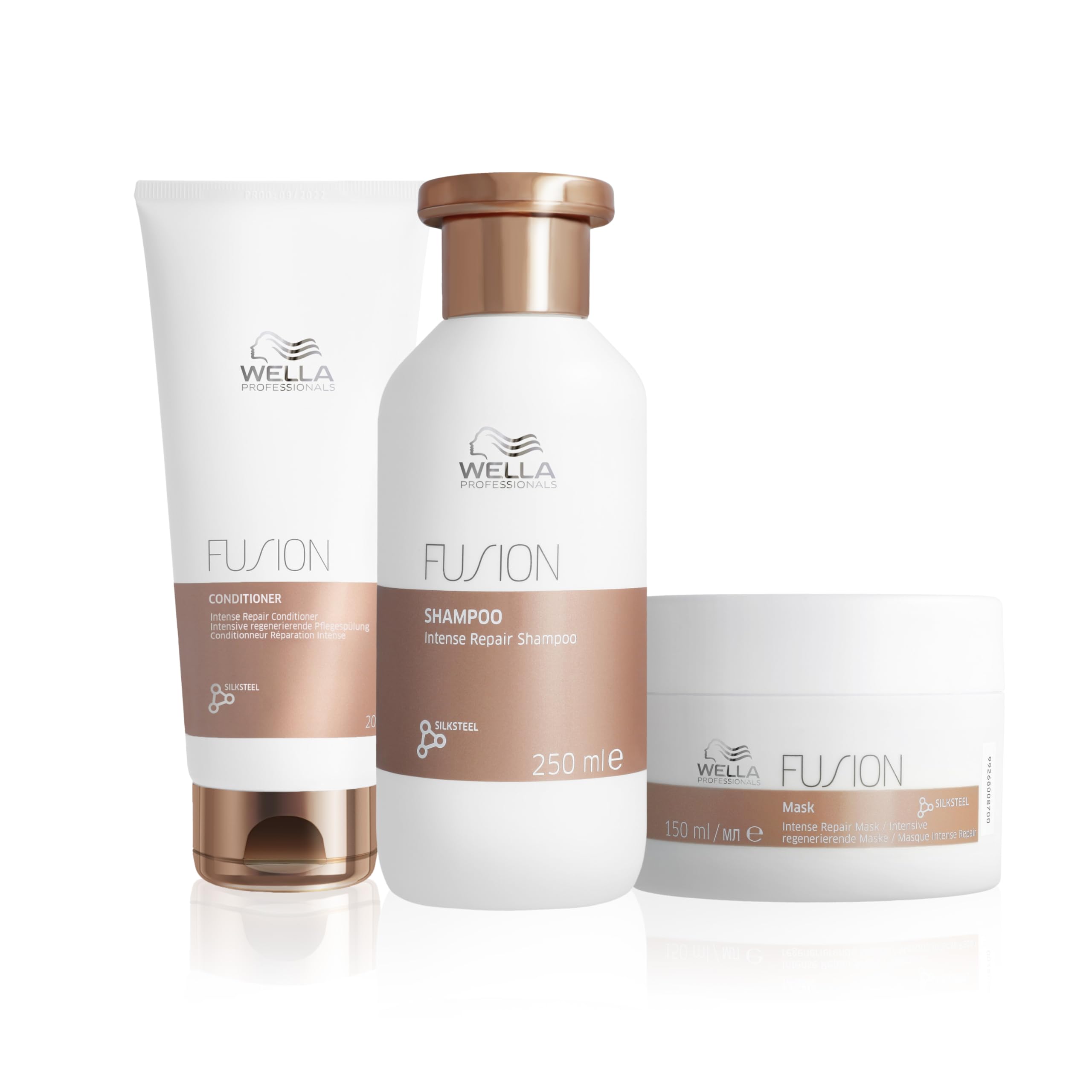 Wella Professionals Fusion Intense Repair Vorteils-Set – reparierende Haarpflege für kaputtes Haar – Set aus 250 Shampoo, 200 Conditioner und 150 ml Haarkur