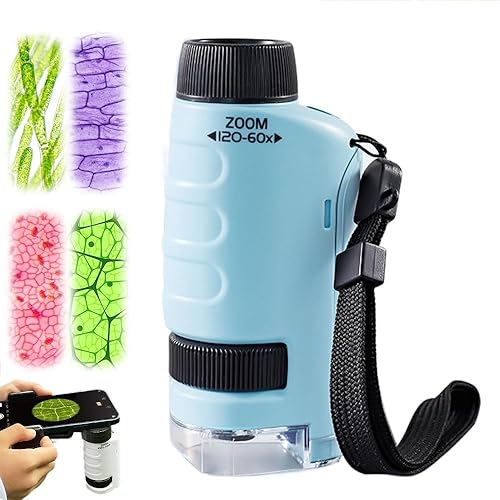 Miniatura 8 de Microscopio de bolsillo portátil, microscopio de mano mejorado 2026 con aumento de 60x-120x, microscopio digital mini con lupa digital y luz LED