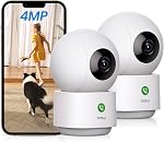 AOSU 4MP Caméra de sécurité intérieure - 2.5K Baby Monitor Caméra pour animaux de compagnie 360° pour la sécurité intérieure, WiFi Caméra avec routeur Wi-Fi 5/2,4 GHz, appel à un seul coup, suivi intelligent des mouvements (2 Boîte)