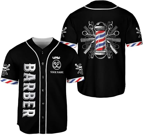 Camiseta de béisbol de peluquería personalizada, peluquería béisbol Jersey Barber, herramientas de sombrero de peluquero para hombre de peluquero
