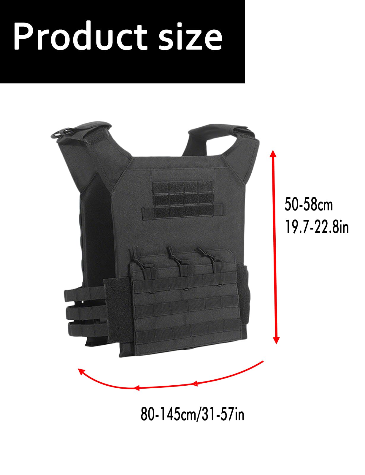 Gilet tactique réglable avec système MOLLE pour airsoft, paintball, entraînement tactique