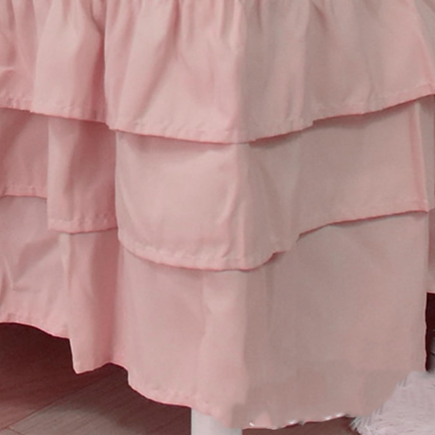 Ruffled Crib Skirt Baby Bed:Solid 3 Tiered Crib Baby Bedding Skirts,Crib Bed Skirt Dust Ruffle with Platform, Accessories for Baby Boys Girls,17.7" Drop- Fits Standard Cribs,28"x 52" (Pink)