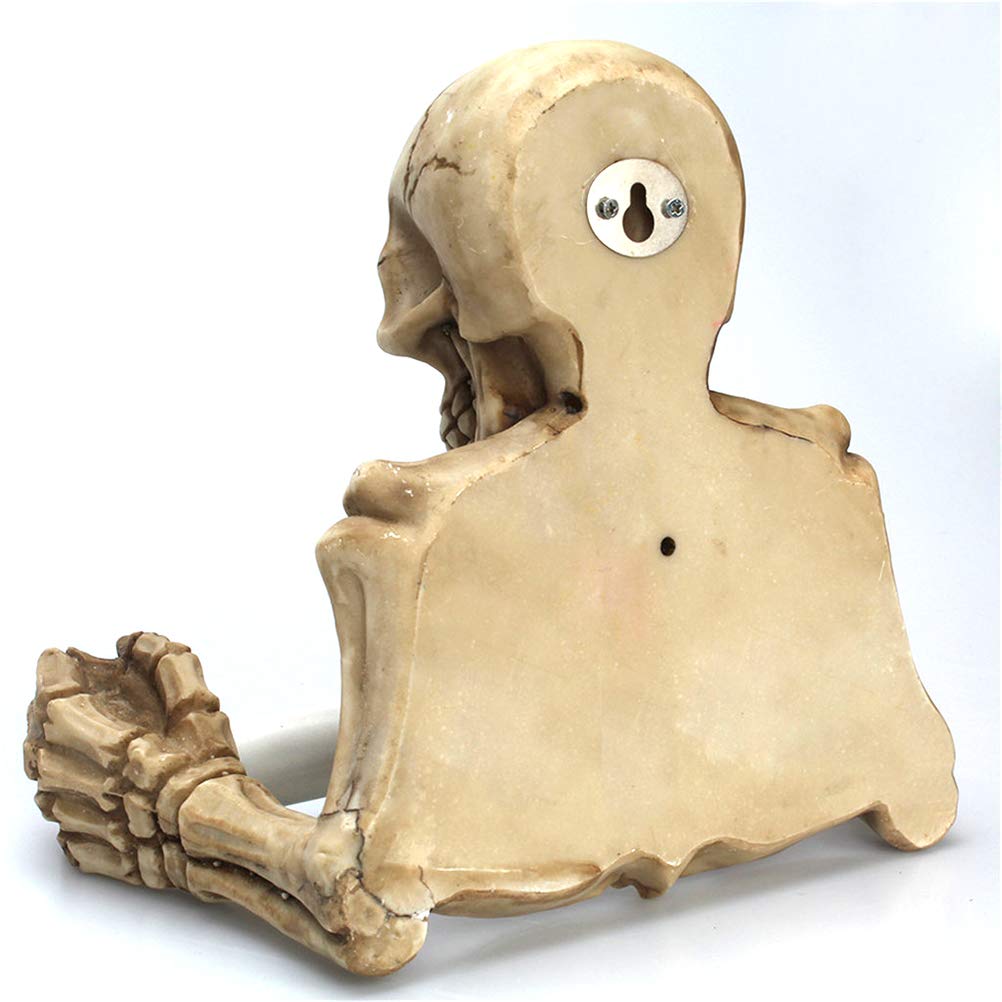 Skeleton Skull Toilettenpapierhalter – Wandmontage, Aus Harz, Beige, Gruselige Deko Für Halloween Oder Gotisches Badezimmer, Ca. 19,5x13x18 Cm
