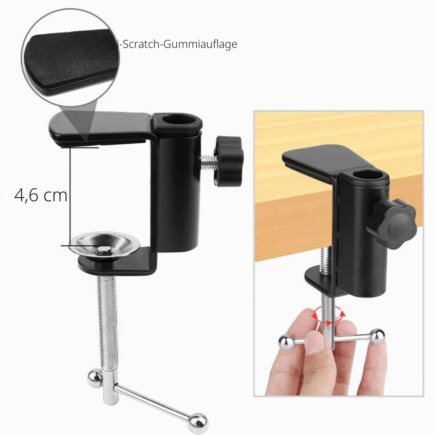 Handy Gelenkarmhalterung Chromlives Overhead Stativ Handy mit Smartphone Klemme 1/4‘’ Schraube Halter Schwarz Schwanenhals Smartphone Ständer Bett Verstellbar Halterung Tischklemme