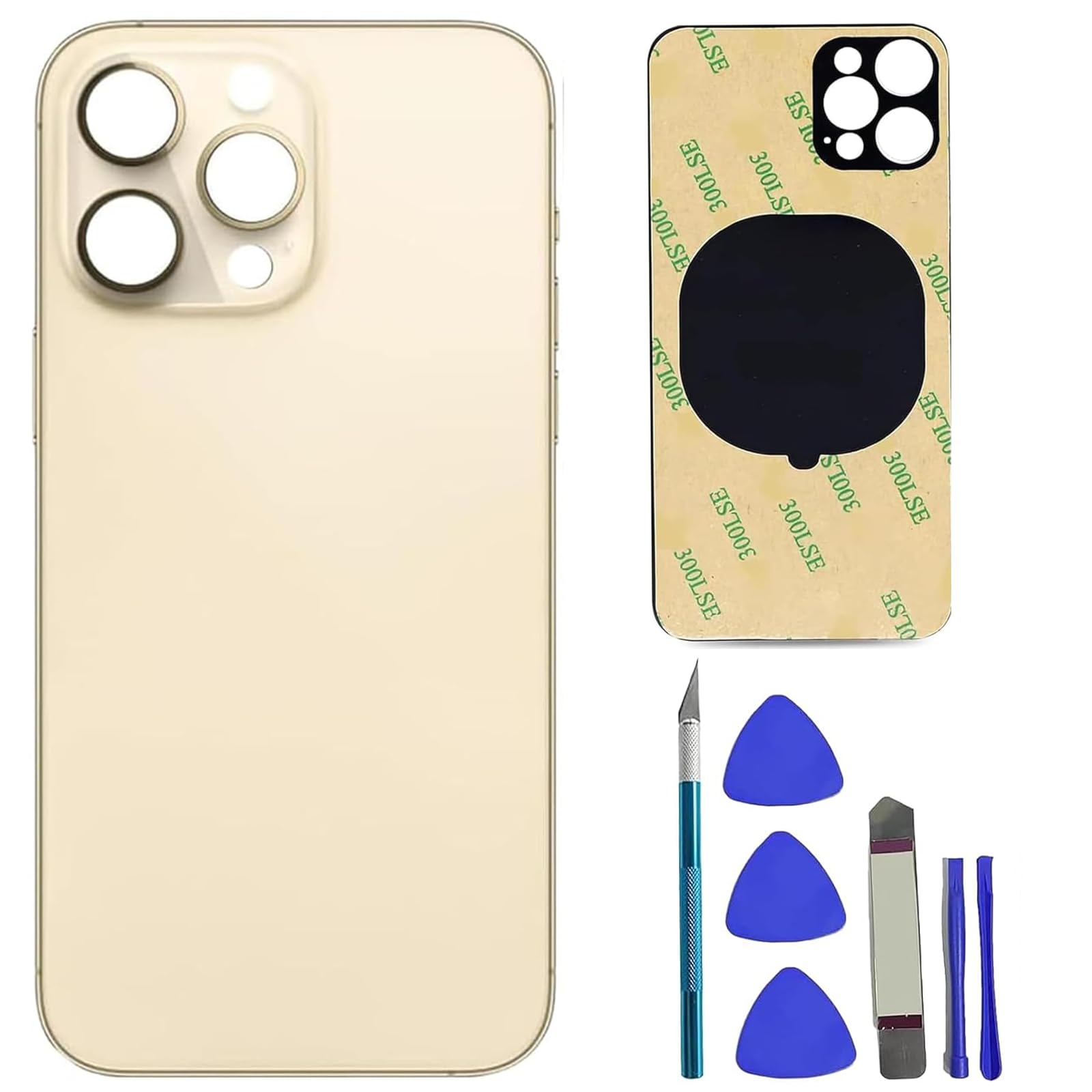 Back Glass Replacement for iPhone 14 Pro Rear Back Glass Replacement Compatible with iPhone 14 Pro 6.1 inches with Reparing Toolkit and Pre-Installed Adhesive(Gold)