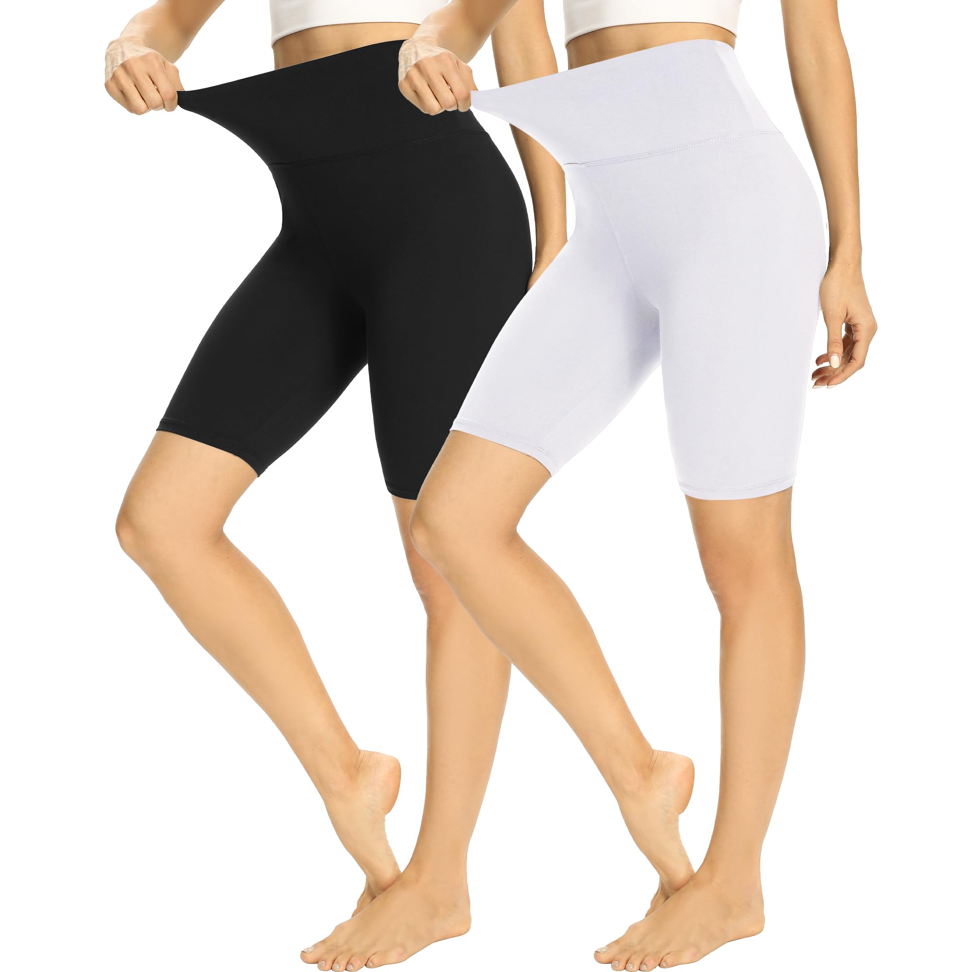 HIPOWER 2er Pack Radlerhose Damen High Waist Kurze Sport Shorts Tights Wanderhose Blickdicht Unterhosen Bauchweg Sommer Outfits Leggings Gym Yoga