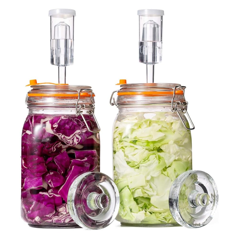 Tarro de Fermentación de 1.5 litros, Tarro de Vidrio para Fermentar Chucrut, Vino y Más.