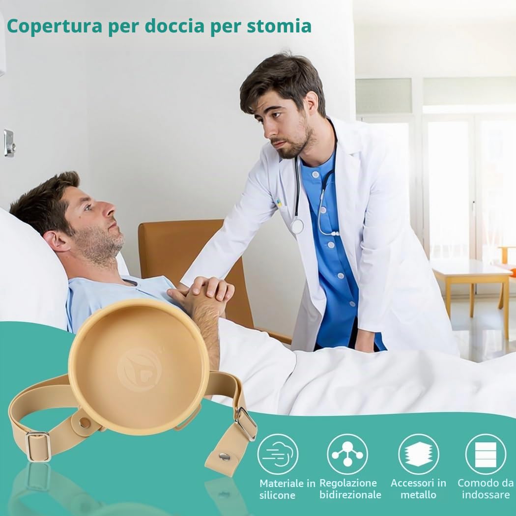 Copertura per doccia per stomia, copertura impermeabile per stomia, sacca per stomia, protezione per ferite, per stomia e doccia, copertura per stomia con cintura regolabile