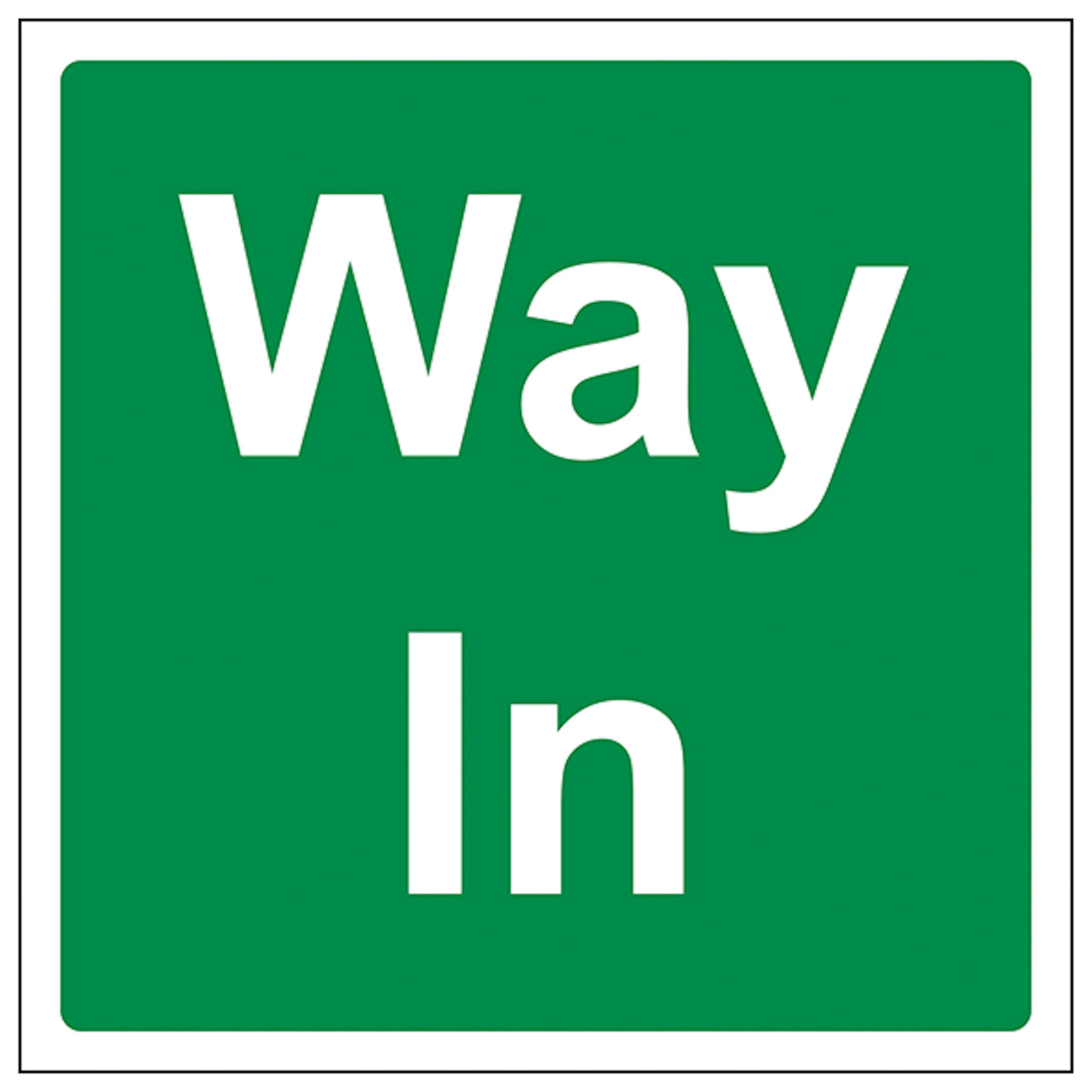 V Safety Way In - Square 150 x 150 mm - Glow In The Dark 1mm Rigid Plastic Safety Sign