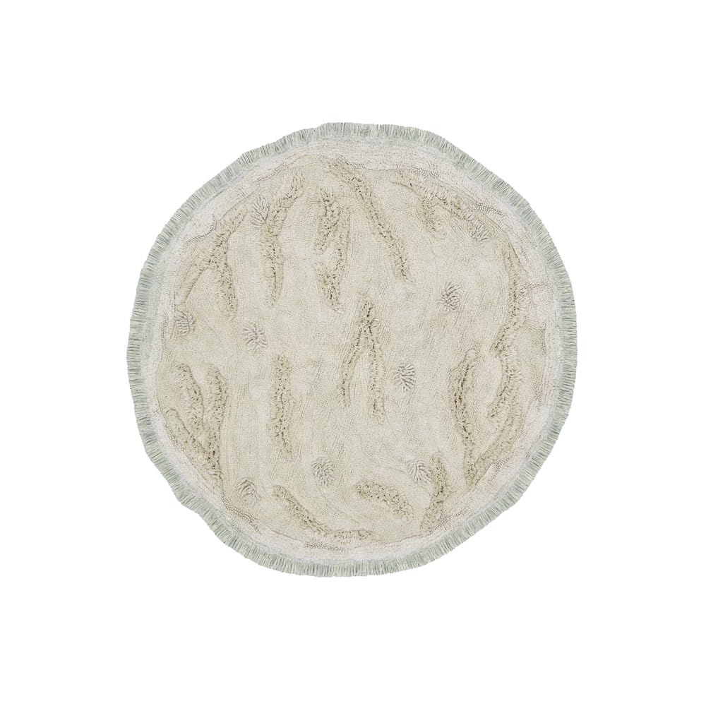 Lorena Canals Washable Play Rug for Kids Room Island. Natural. Cotton. Size: Ø 4'