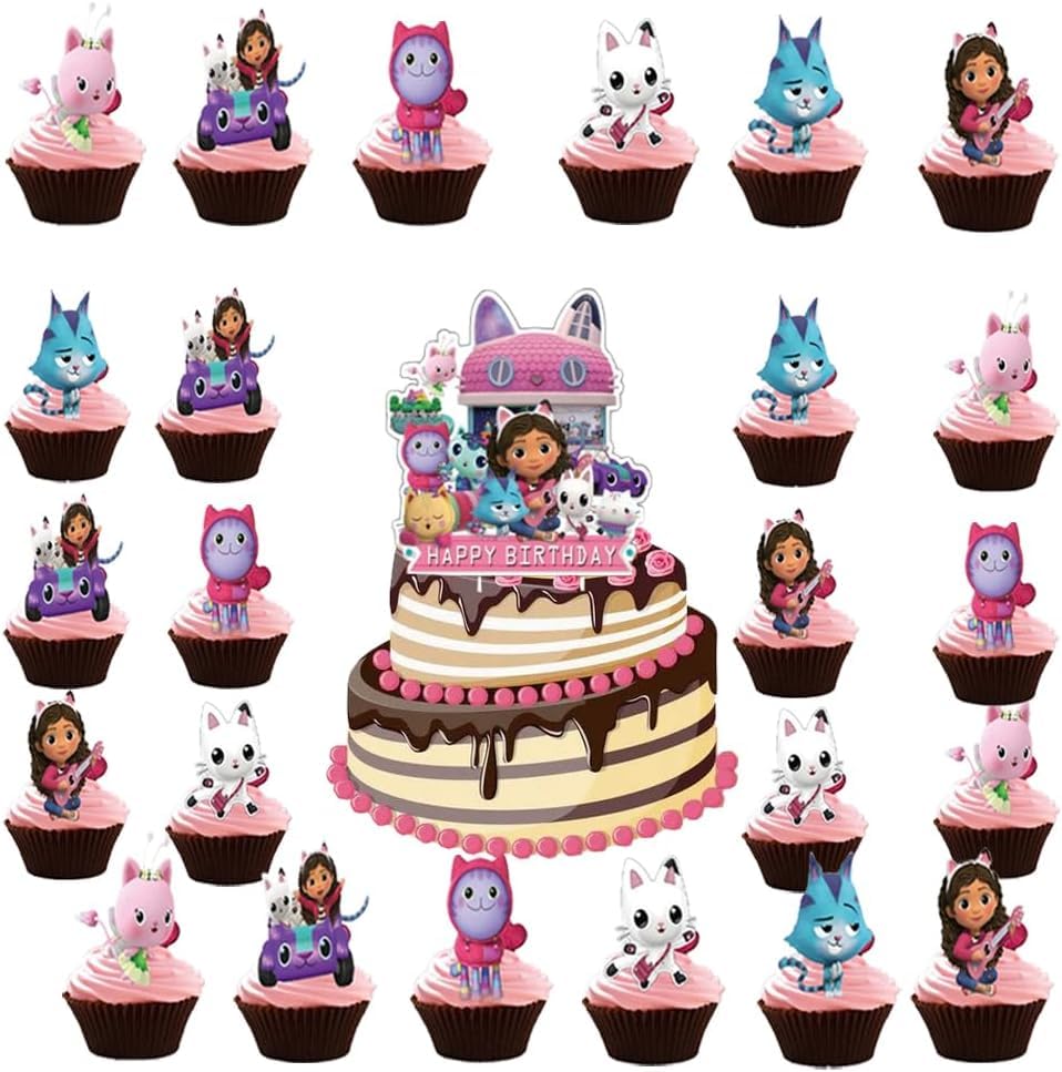 Decoración de Pasteles,25 Piezas Decoración para Tarta,Cumpleaños Pastel Decoración,Figuras Decoración Pastel,Cake Topper Decoración,Decoración Tarta de Niños
