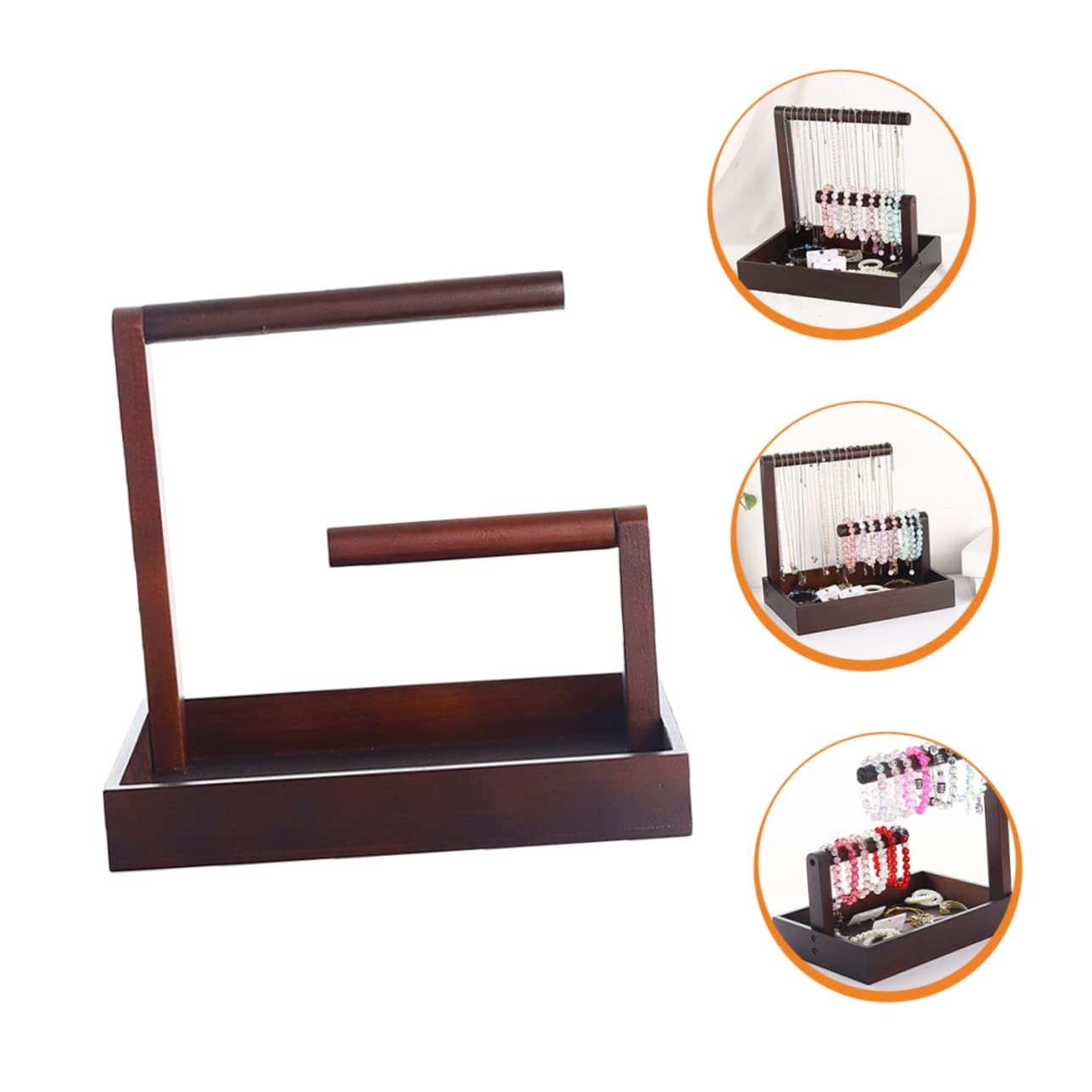 Healeved Espositore Gioielli in Legno Marrone per Orologi e Braccialetti | Organizzatore da Tavolo, Uso Casa e Laurea, Struttura Resistente e Stabile
