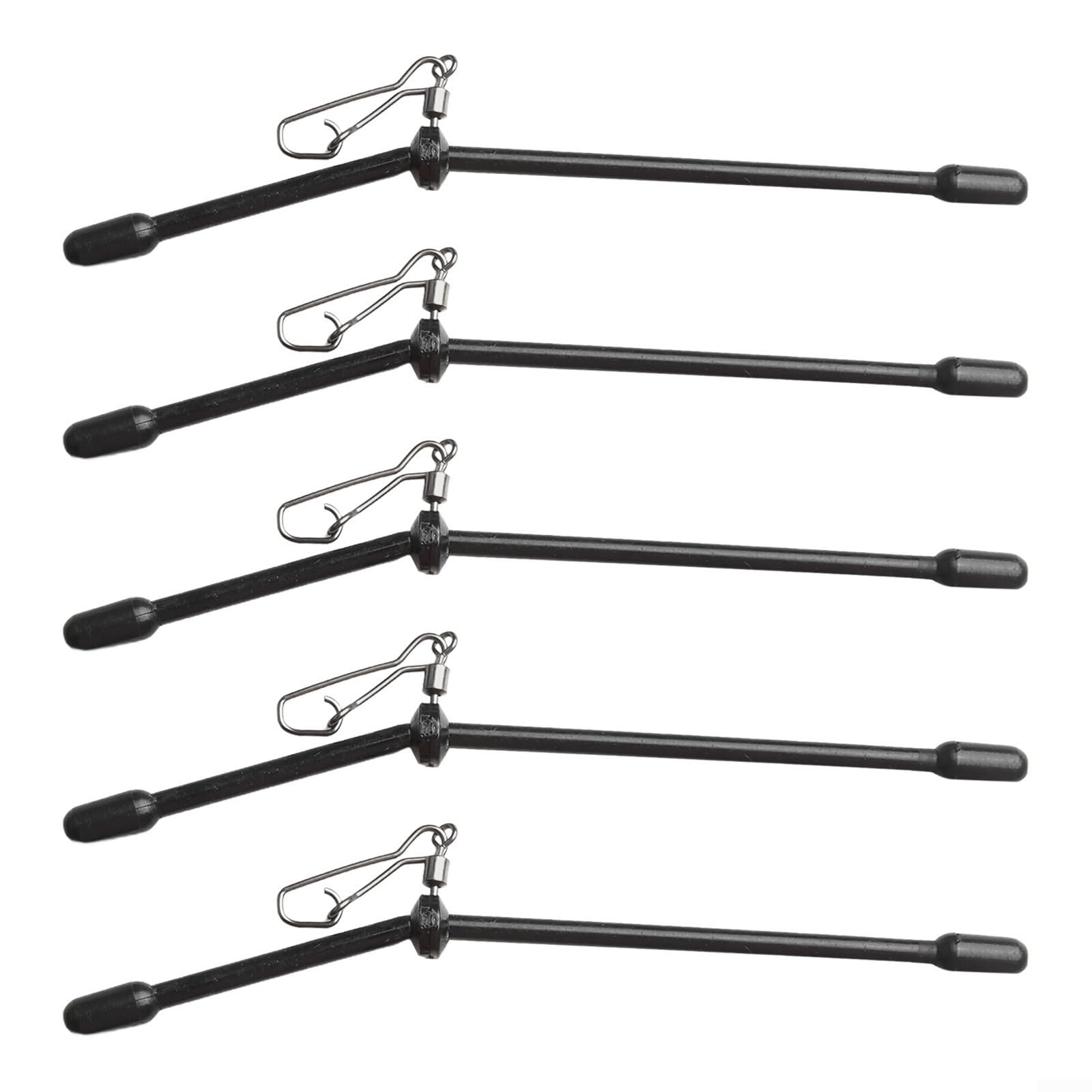 5Pcs Anti-Tangle Feeder Boom with Sinker Snap, Plastic Balance Connector for Sea Fishing Tackle, Prevents Line Twists for Soft Bait Lures, Black(9cm)