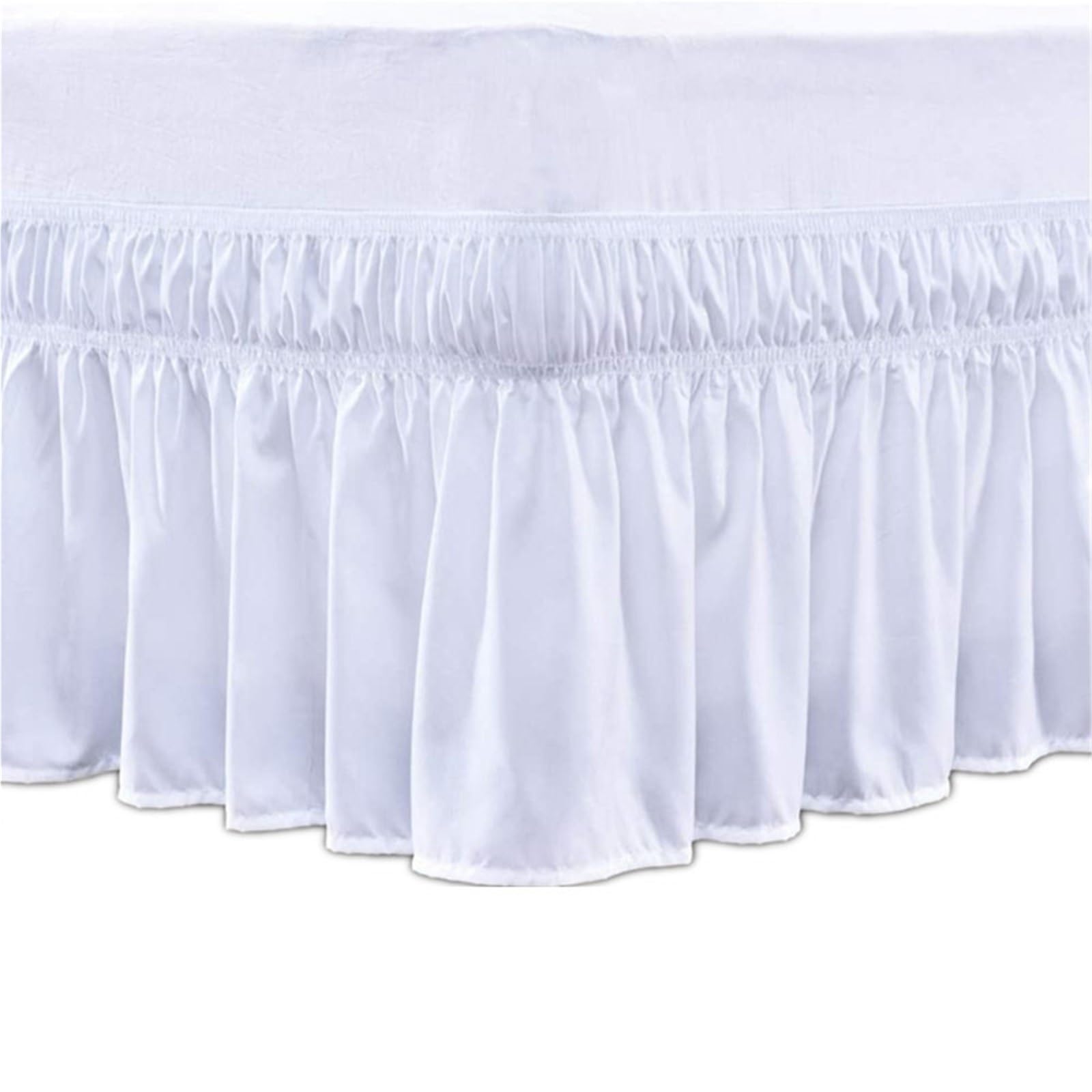 YHXAIQ Bed Skirt, Elasticized Bed Skirts & Valances, Easy to Install Valance with Drop Design, Polyester Bed Valance Double for Double Size Bed Frame & Platform(White,150 x 200+45 cm)