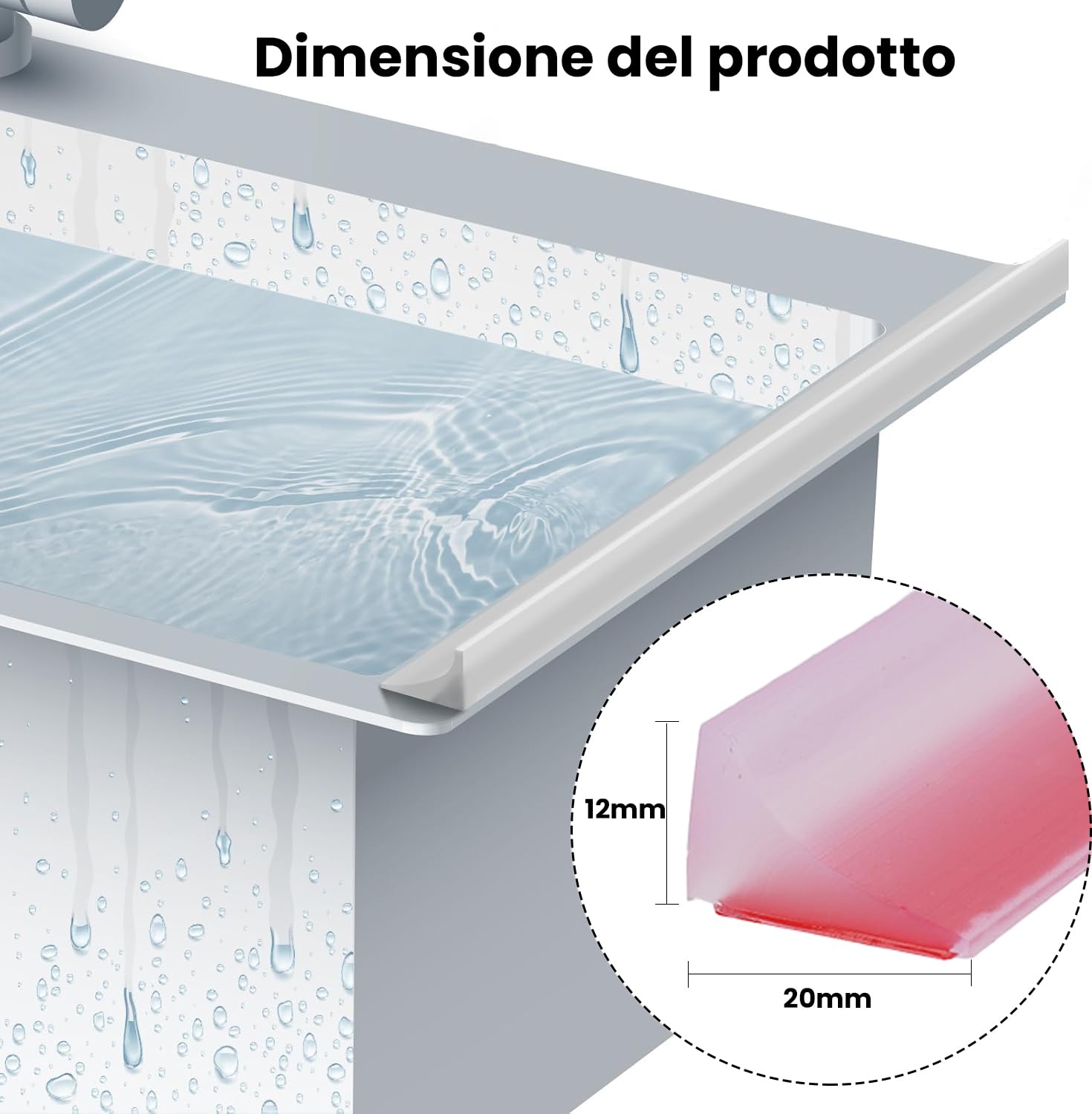 Barriera Doccia Ferma Acqua, Self-Adhesive Decorative Strip Trasparente Decor Tape, per decorare la camera da letto, bagno, la cucina 1.5M Trasparente