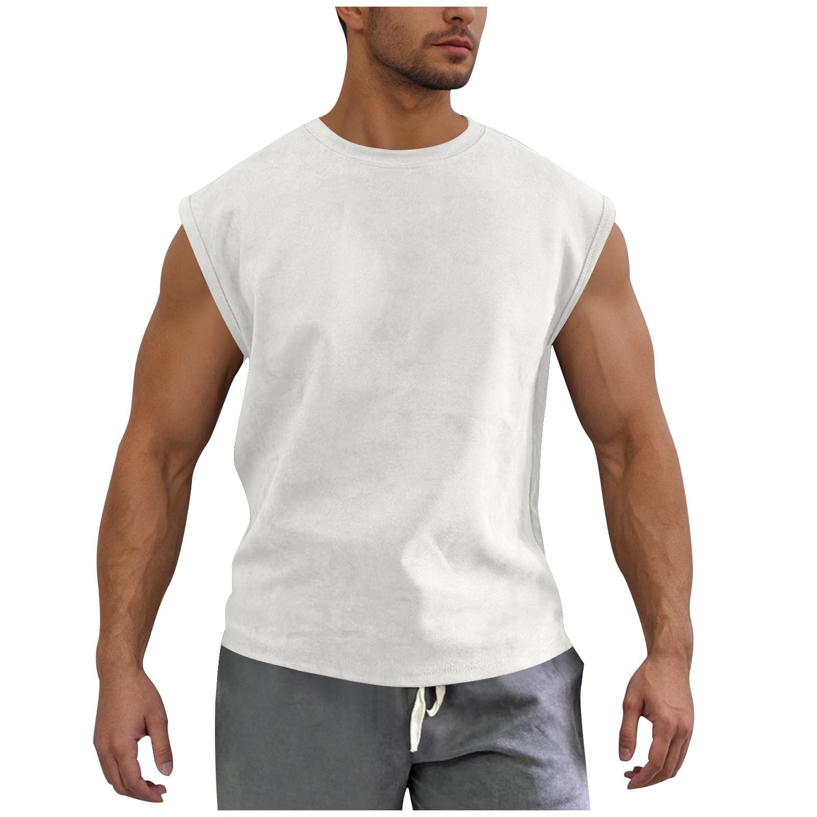 Mens Vests Training Tank Top Basketball Activewear Muscle Tee Summer T-Shirt Gym T Shirt Sleeveless Vests Breathable Clothes Relaxed Sportswear Quick Dry Wear Classic Clothing Stretchy Workwear
