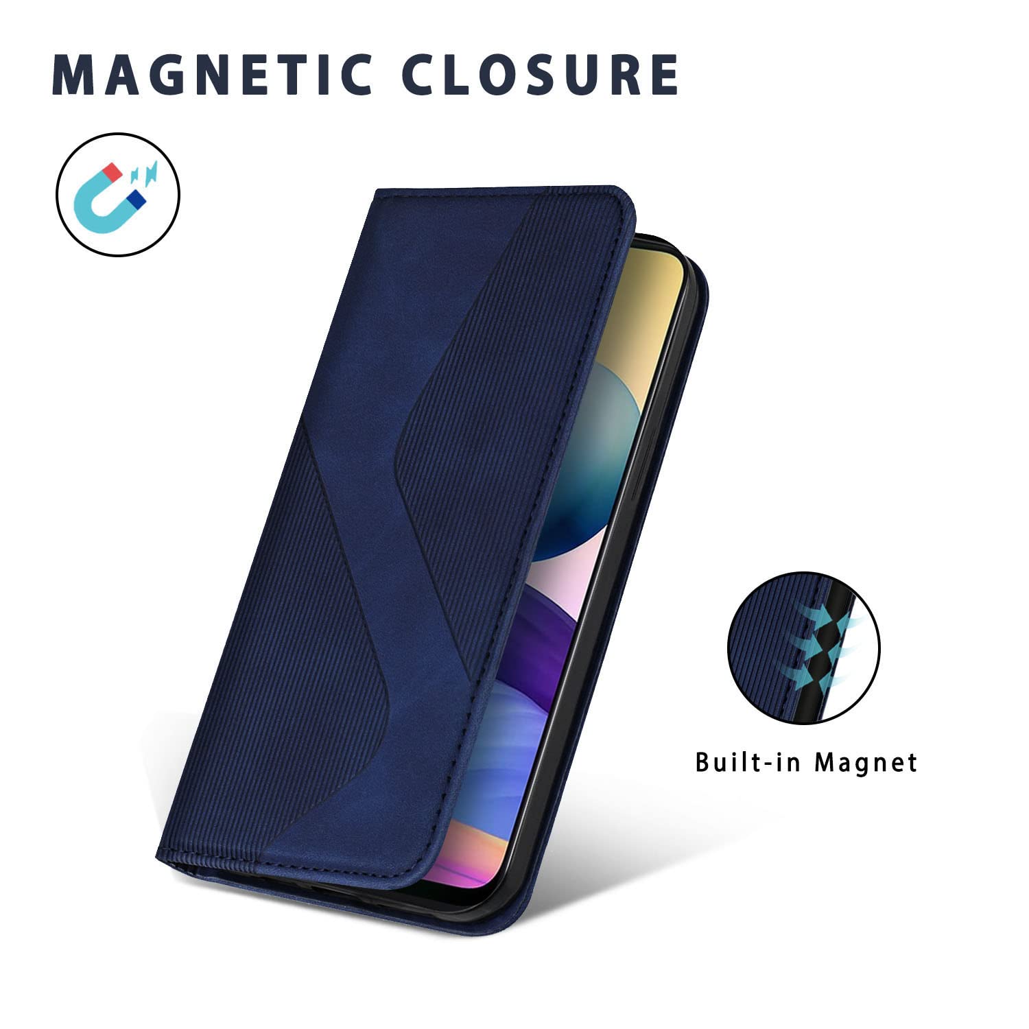 KANVOOS Cover per Xiaomi Redmi Note 10 5G, Cover a Libro Custodia in Pelle PU con Silicone TPU, Antiurto Flip Caso Portafoglio Cover per Redmi Note 10 5G (Oro