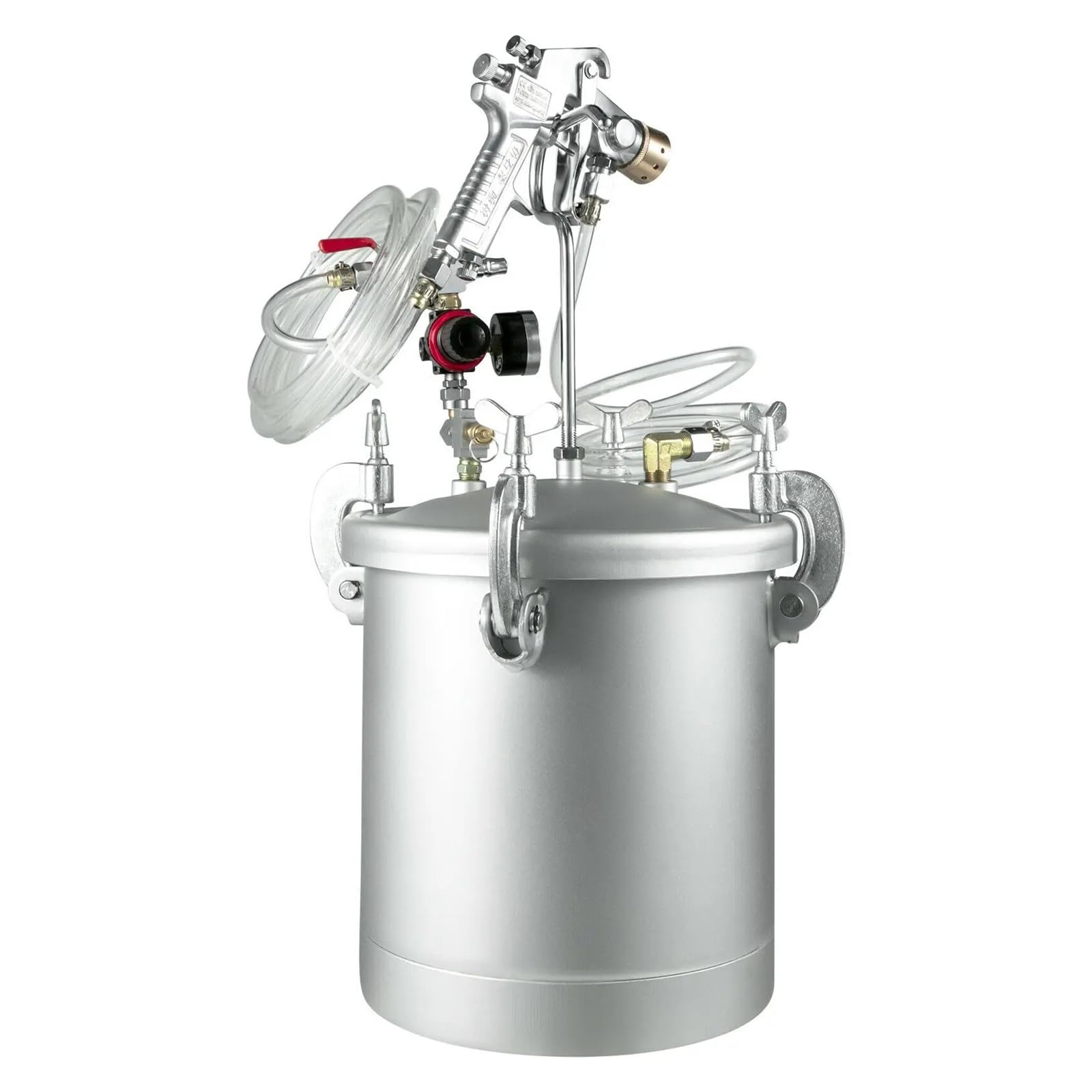 Gallon Pressure Feed Paint Tank Pot Spray Gun 10L Sprayer System 2 Hoses for DIY Use