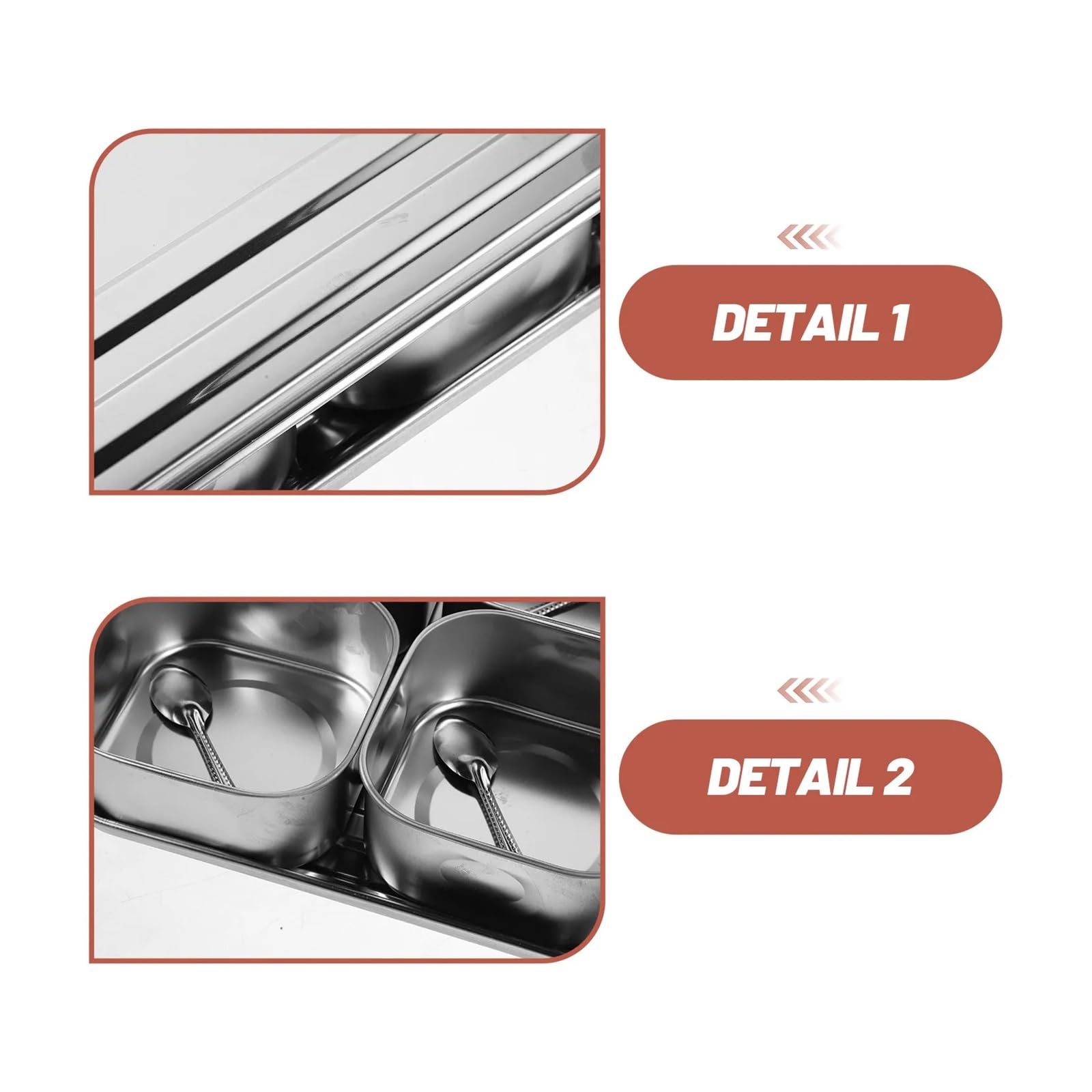 Scatola for condimenti in acciaio inossidabile Contenitori for a 8 scomparti Vassoio con coperchio Organizzatore for riporre da cucina Multi spezie per Spezie, Sale e Zucchero