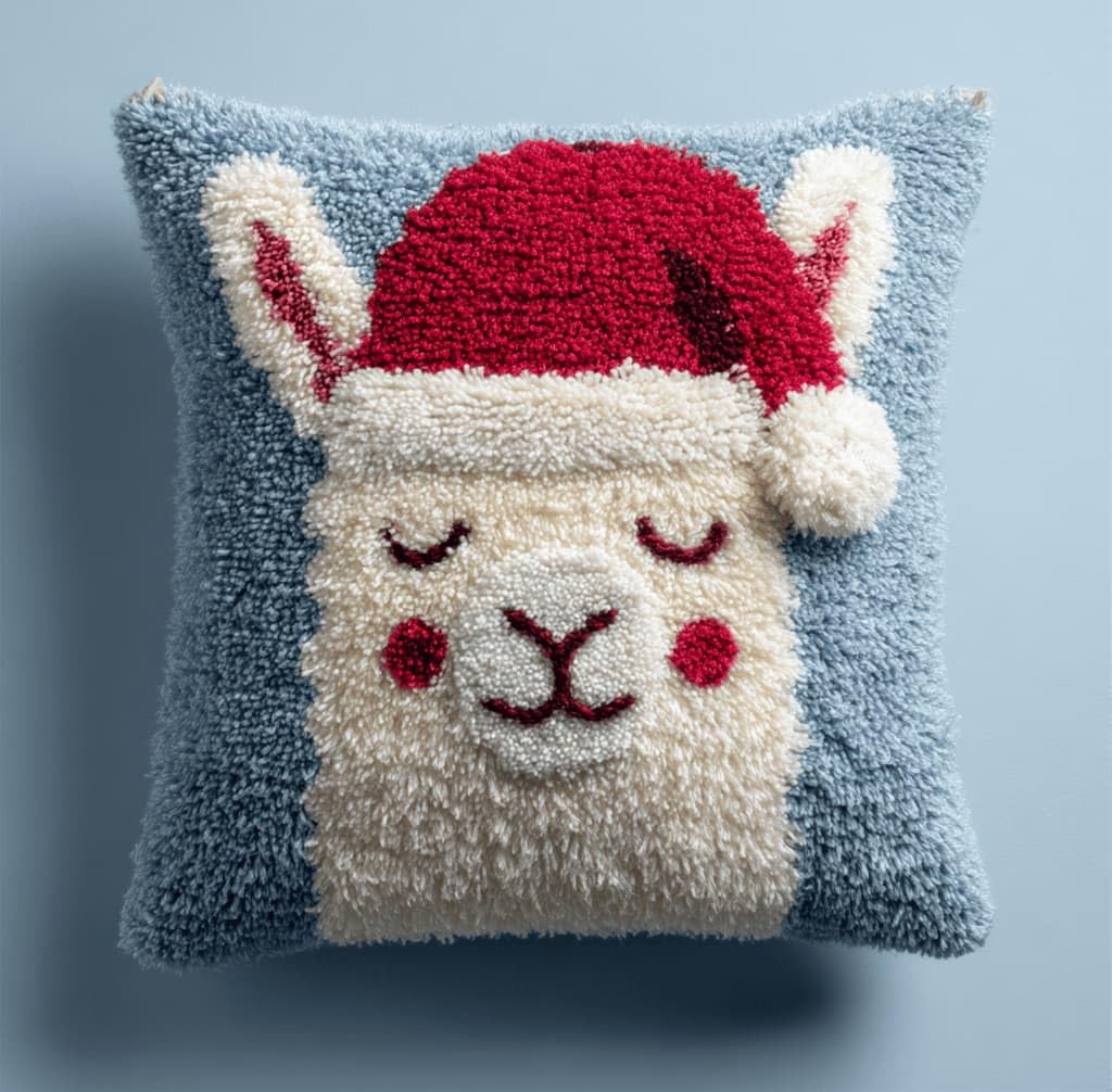 Kitquiver Latch Hook Kits for Adults Alpaca Rug Cover Pillowcase Beginner DIY Needlework Embroidery Kits Handmade Set Craft Sofa Home Decor 43X43Cm