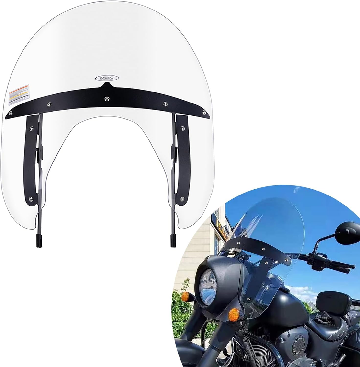 PANICAL Motorcycle 2014-2019 for Indian Classic Black Horse Chief Windshield High Edition with Hard Anti Fog 31 inch (Transparent 31 inch windshield)