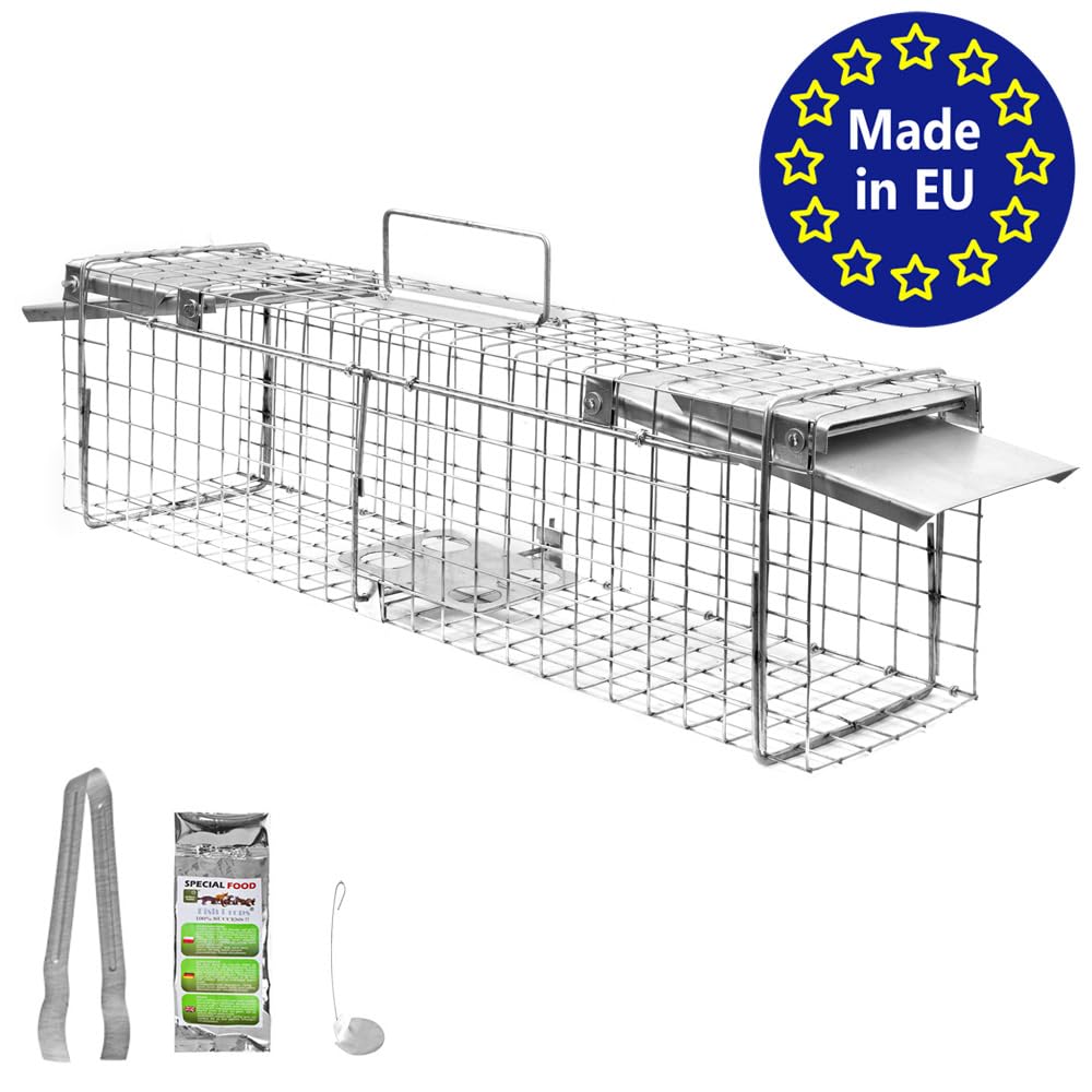 Petigi Gabbia Trappola per Animali Talpa Ratto Mouse Topo Nutria 65 x 17 x 20 cm