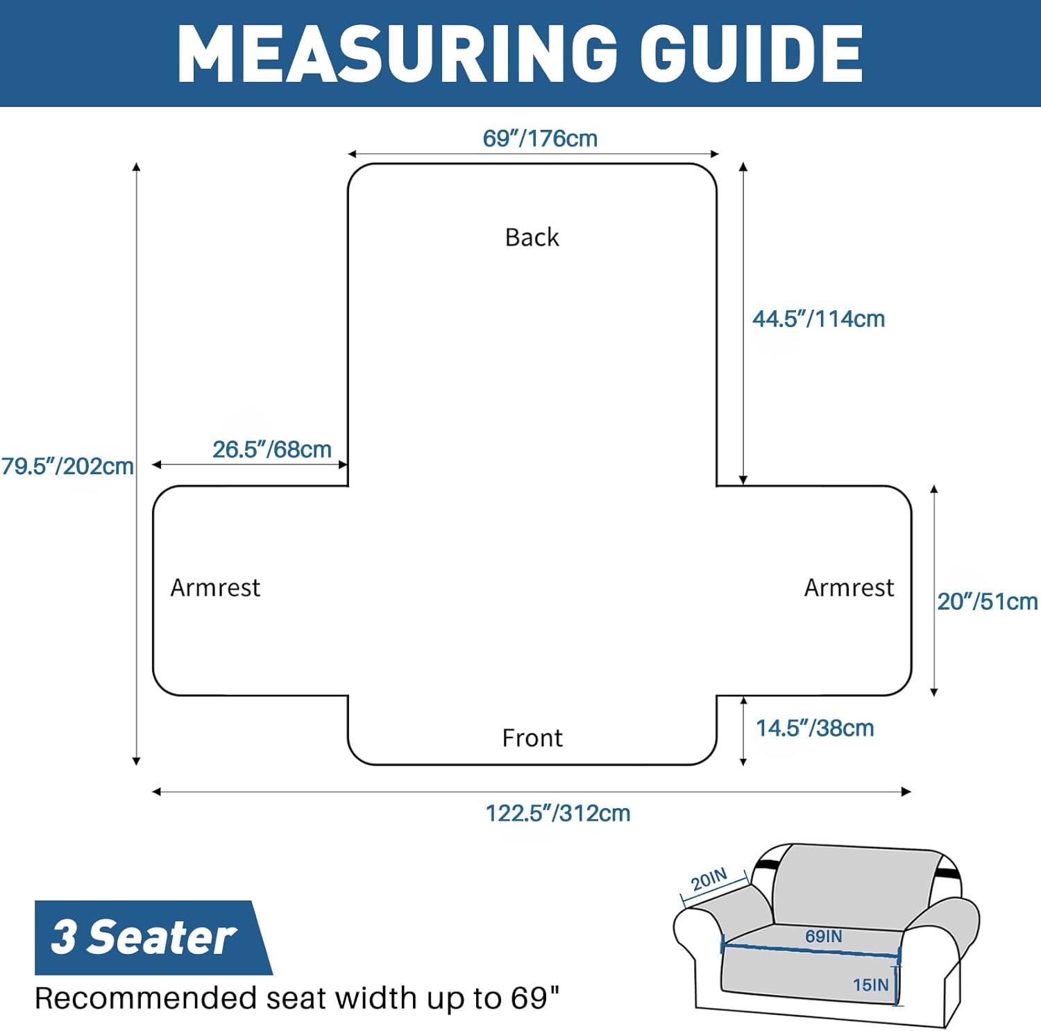 MAXIJIN Waterproof Couch Covers for 3 Cushion Couch Sofa Pet Friendly, 69" Quilted Sofa Covers Washable Dog Couch Cover Protector with Elastic Strap & Side Pocket (Sofa, Dark Gray) - Image 6